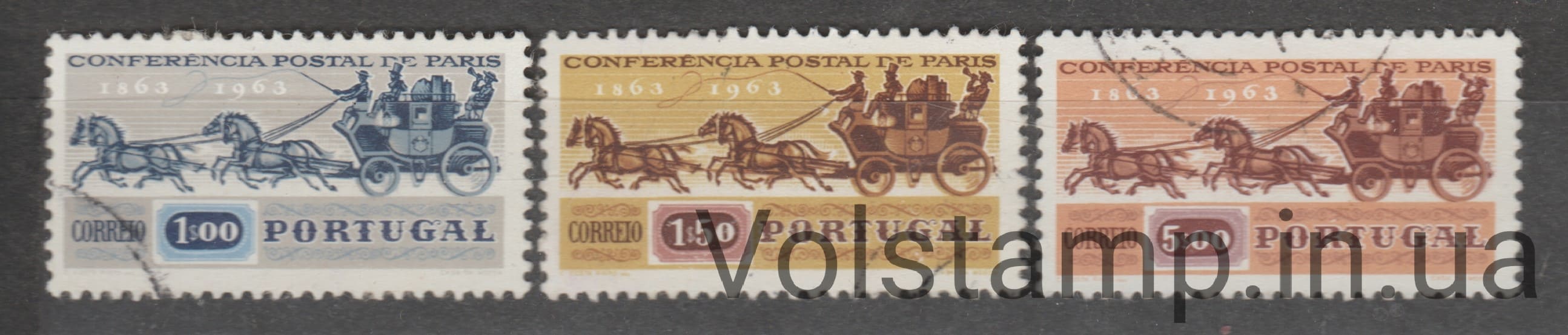 1963 Португалия Серия марок (Почтовая конференция в Париже) Гашеные №938-940