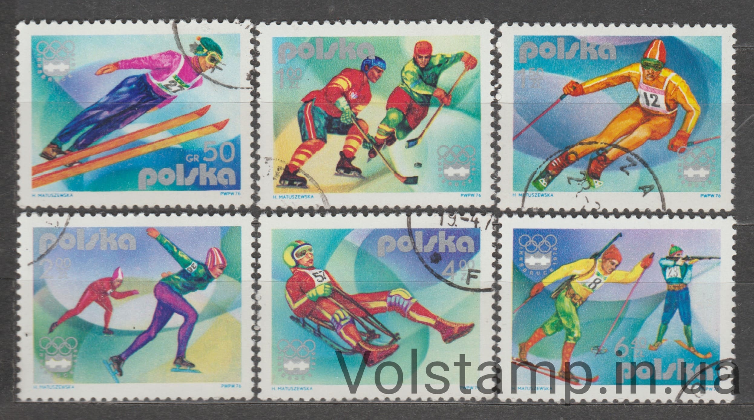 1976 Польша Серия марок (Зимние Олимпийские игры – Инсбрук) Гашеные №2421-2426