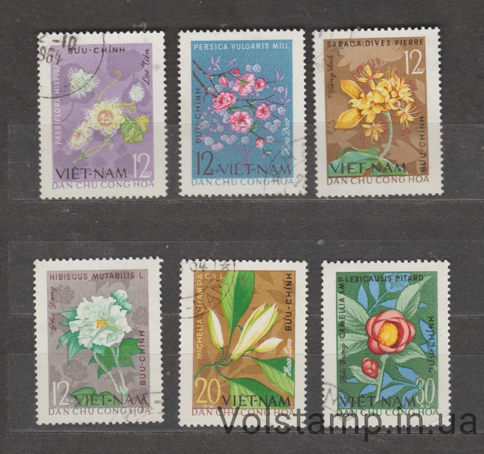 Вьетнам Серия марок (Цветы четырех сезонов) Гашеные №301-306 1964 Вьетнам Серия марок (Цветы четырех сезонов) Гашеные №301-306