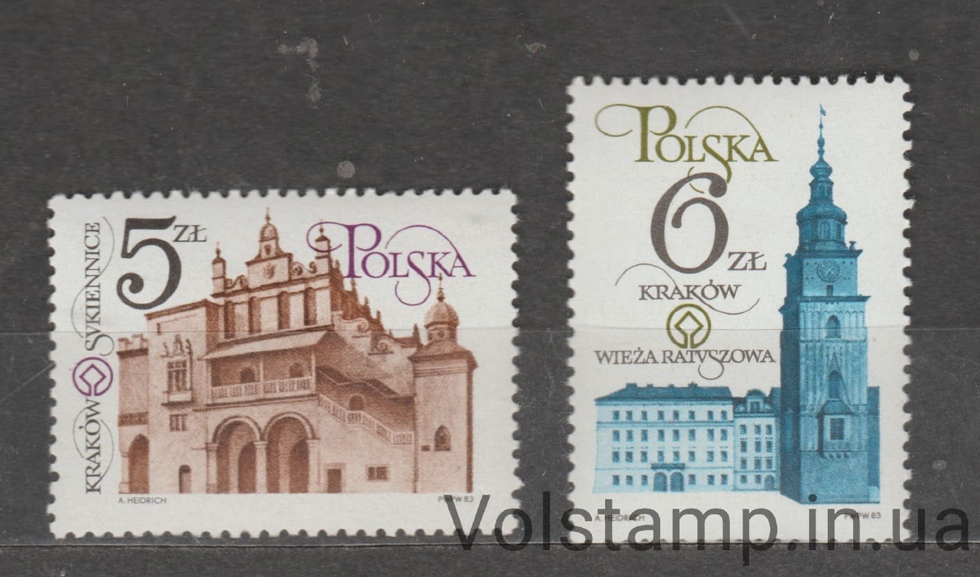Польша Серия марок (Реставрация памятников в Кракове) MNH №2889-2890 1983 Польша Серия марок (Реставрация памятников в Кракове) MNH №2889-2890