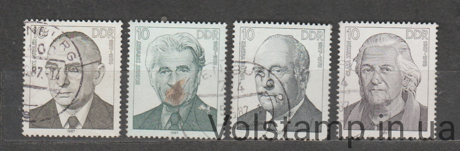 1987 НДР Серія марок (Личности немецкого рабочего движения) Гашені №3082-3085
