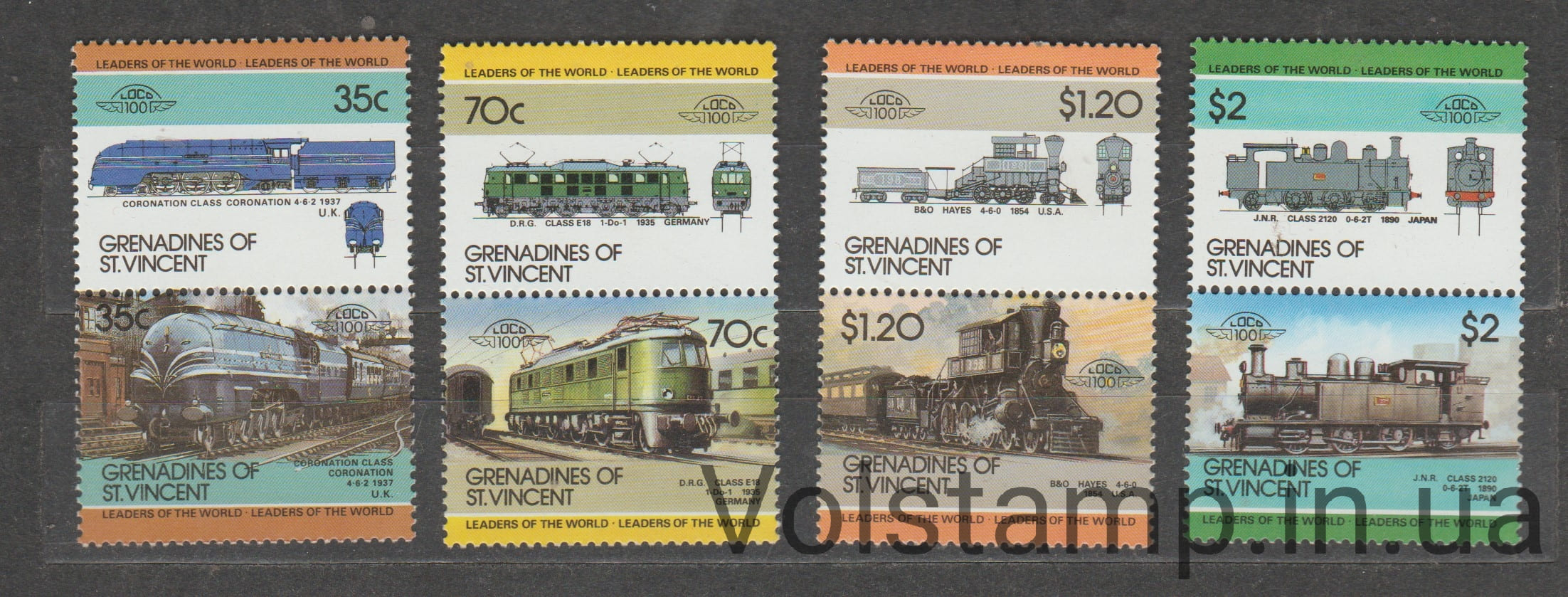 1985 Острова Сент-Винсент и Гренадины Серия марок (Локомотивы) MNH №427-434