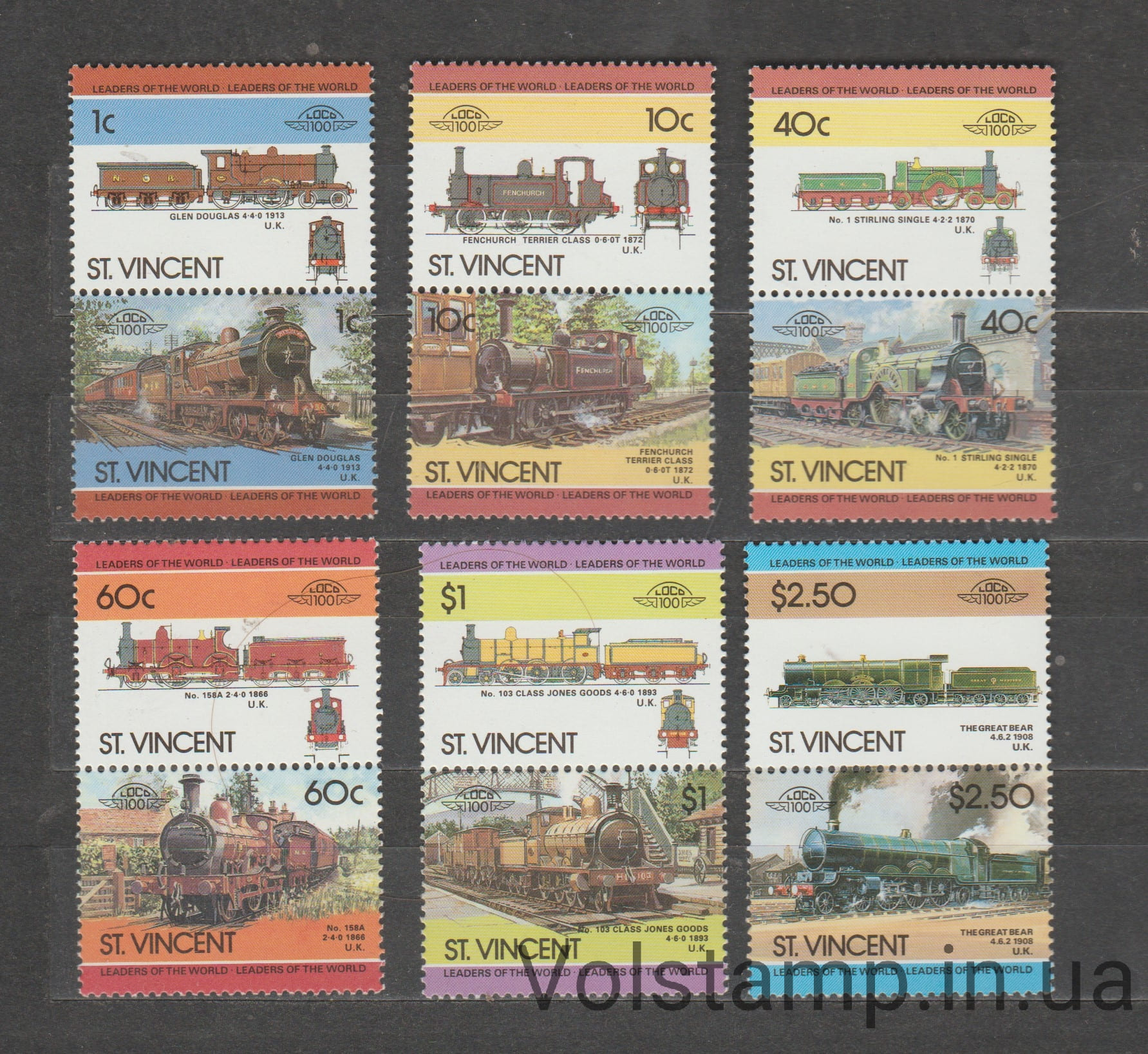 1985 Сент-Винсент и Гренадины Серия марок (Локомотивы (IV)) MNH №808-819