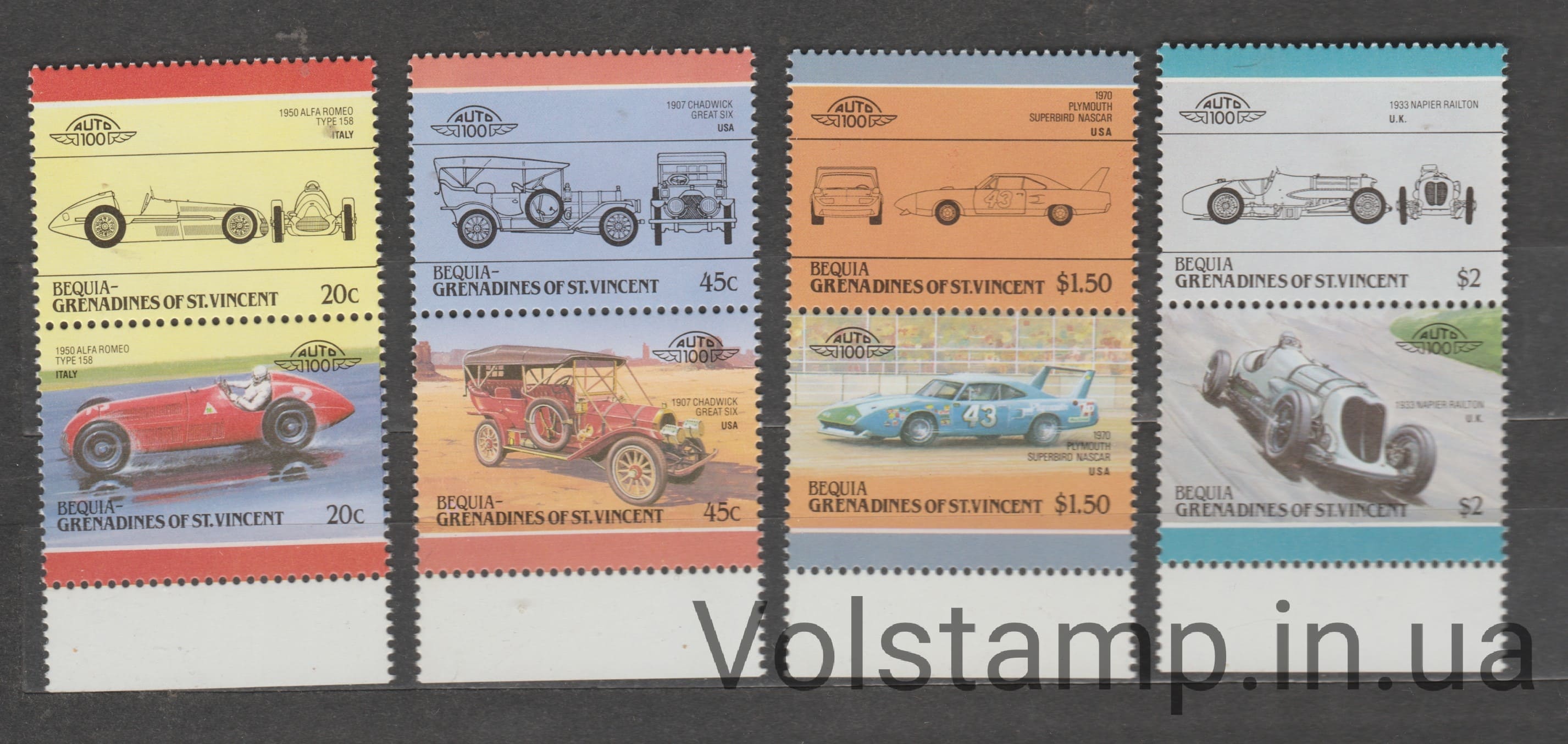 Гренадины Сент-Винсента, Бекия Серия марок (Автомобили (IV)) MNH №152-159 1985 Гренадины Сент-Винсента, Бекия Серия марок (Автомобили (IV)) MNH №152-159