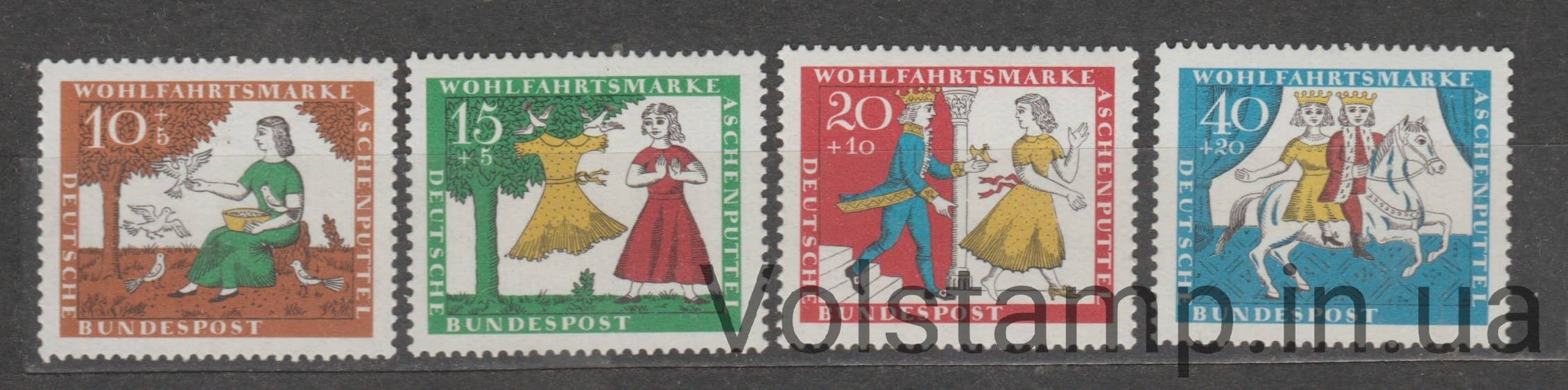 1965 Германия, Федеративная Республика Серия марок (Благосостояние: Сказки братьев Гримм 1965 г.) MNH №485-488