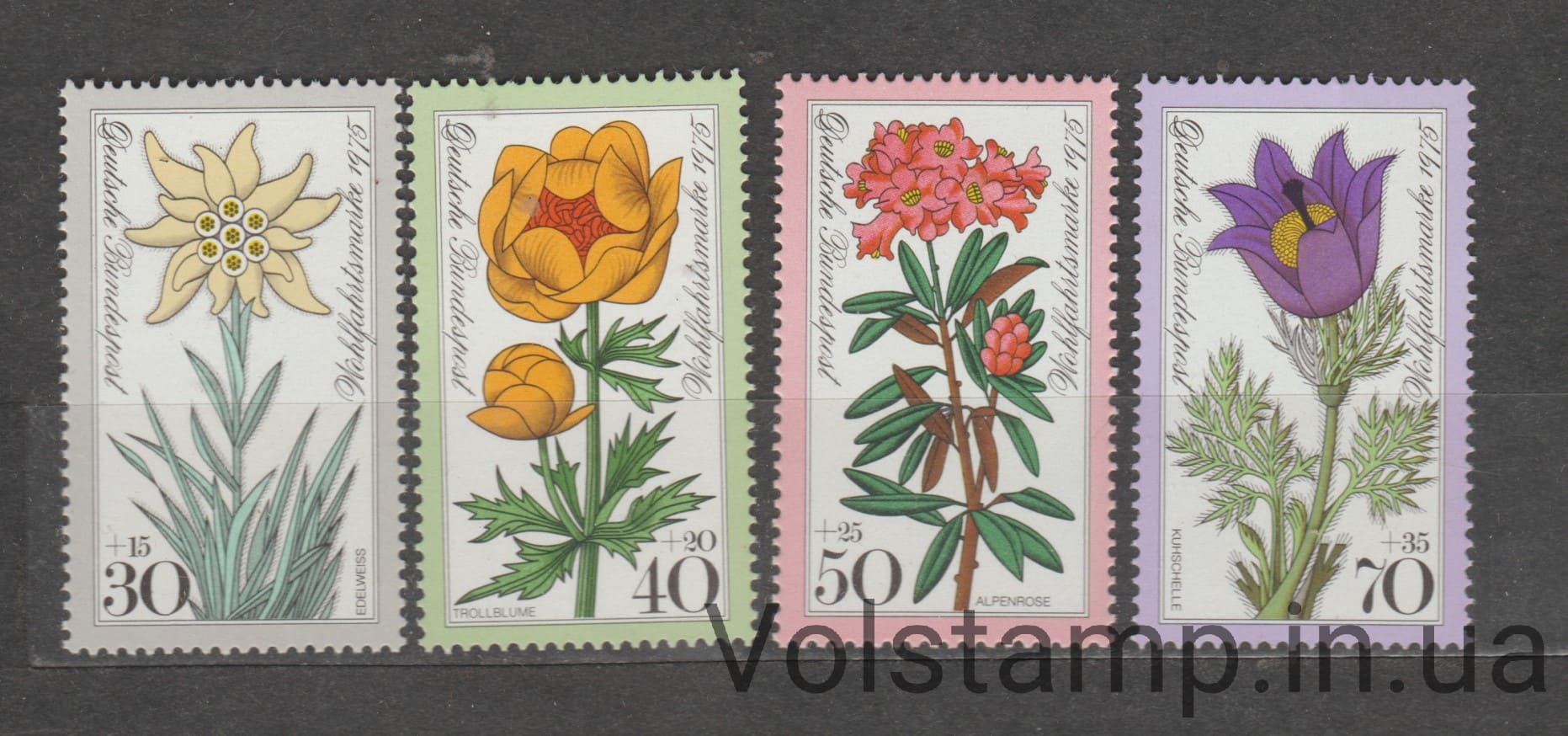 1975 Germany, Federal Republic Series of stamps (Welfare: Alpine Flowers) MNH №867-870