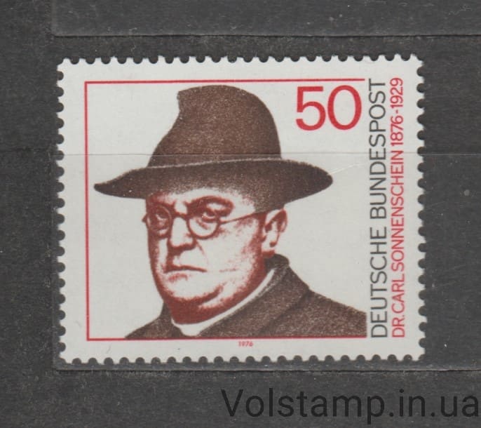 Germany, FRG Stamp (Dr. Karl Sonnenschein (1876-1929)) MNH №892 1976 Germany, FRG Stamp (Dr. Karl Sonnenschein (1876-1929)) MNH №892