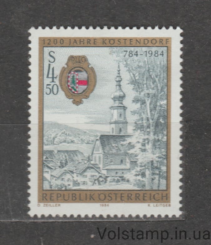 Австрия Марка (1200-я годовщина муниципалитета Кёстендорф) MNH №1771 1984 Австрия Марка (1200-я годовщина муниципалитета Кёстендорф) MNH №1771