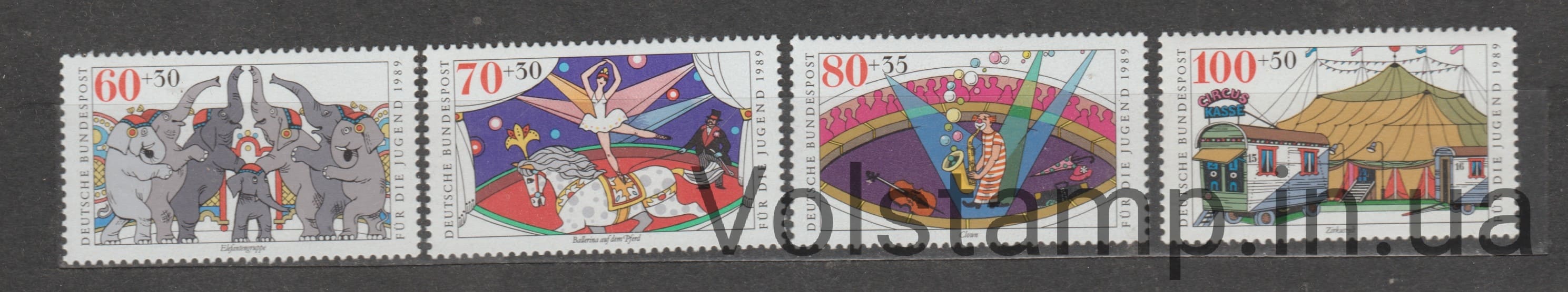 1989 Германия, Федеративная Республика Серия марок (Молодежь: Цирк) MNH №1411-1414