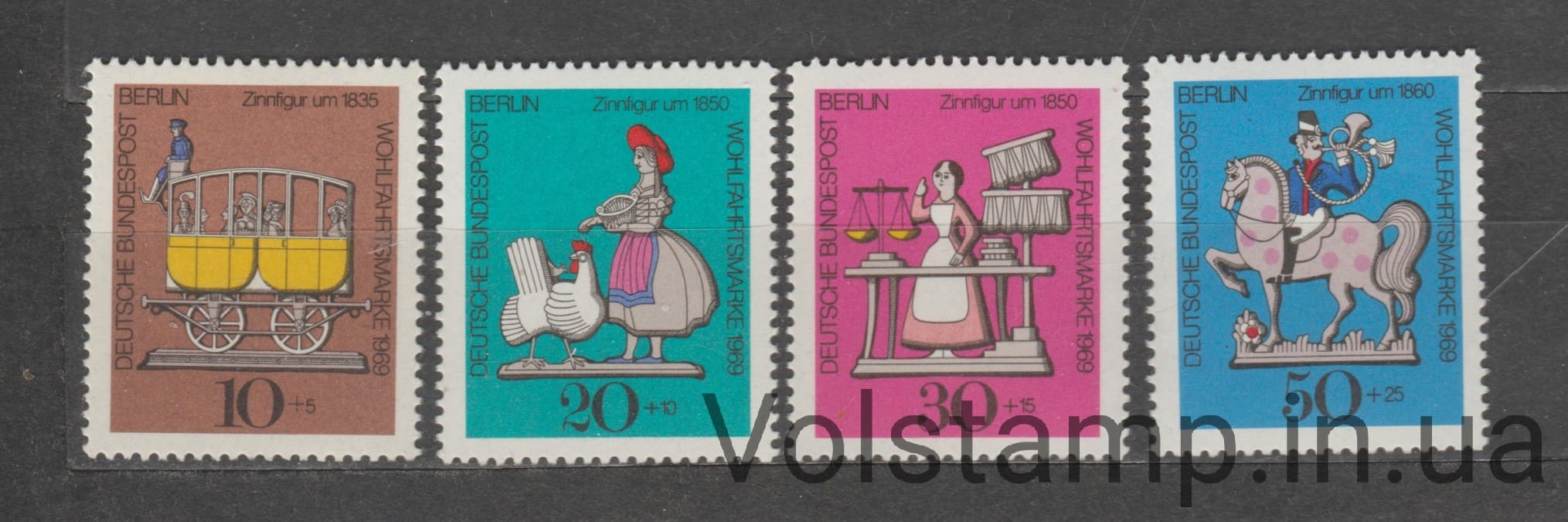 1969 Западный Берлин Серия марок (Благополучие: Оловянные модели) MNH №348-351