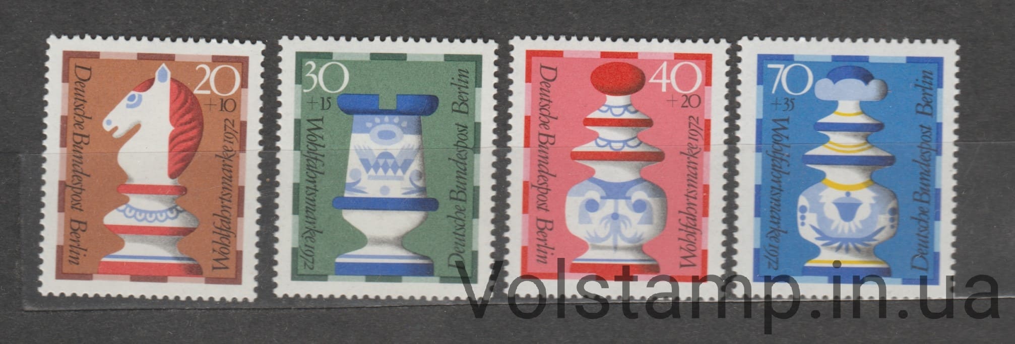 1972 Західний Берлін Серія марок (Благополуччя: Шахові фігури) MNH №435-438