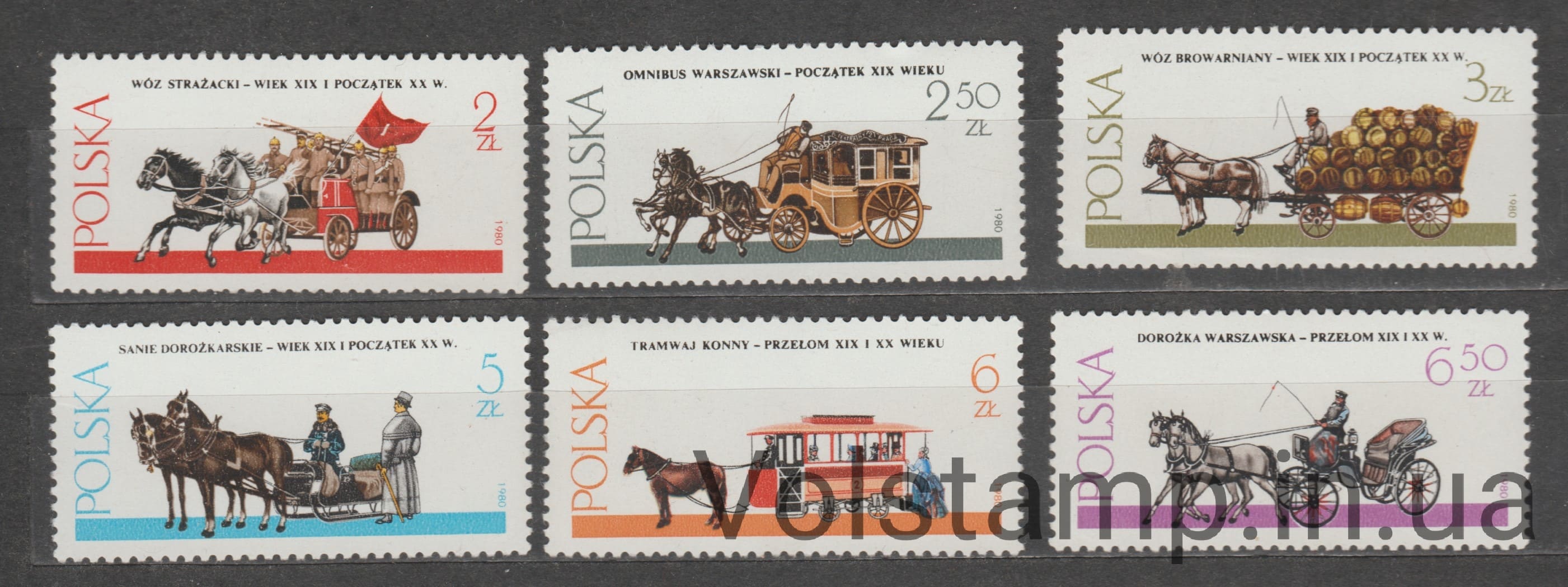1980 Польша Серия марок (Конная пожарная машина) MNH №2721-2726