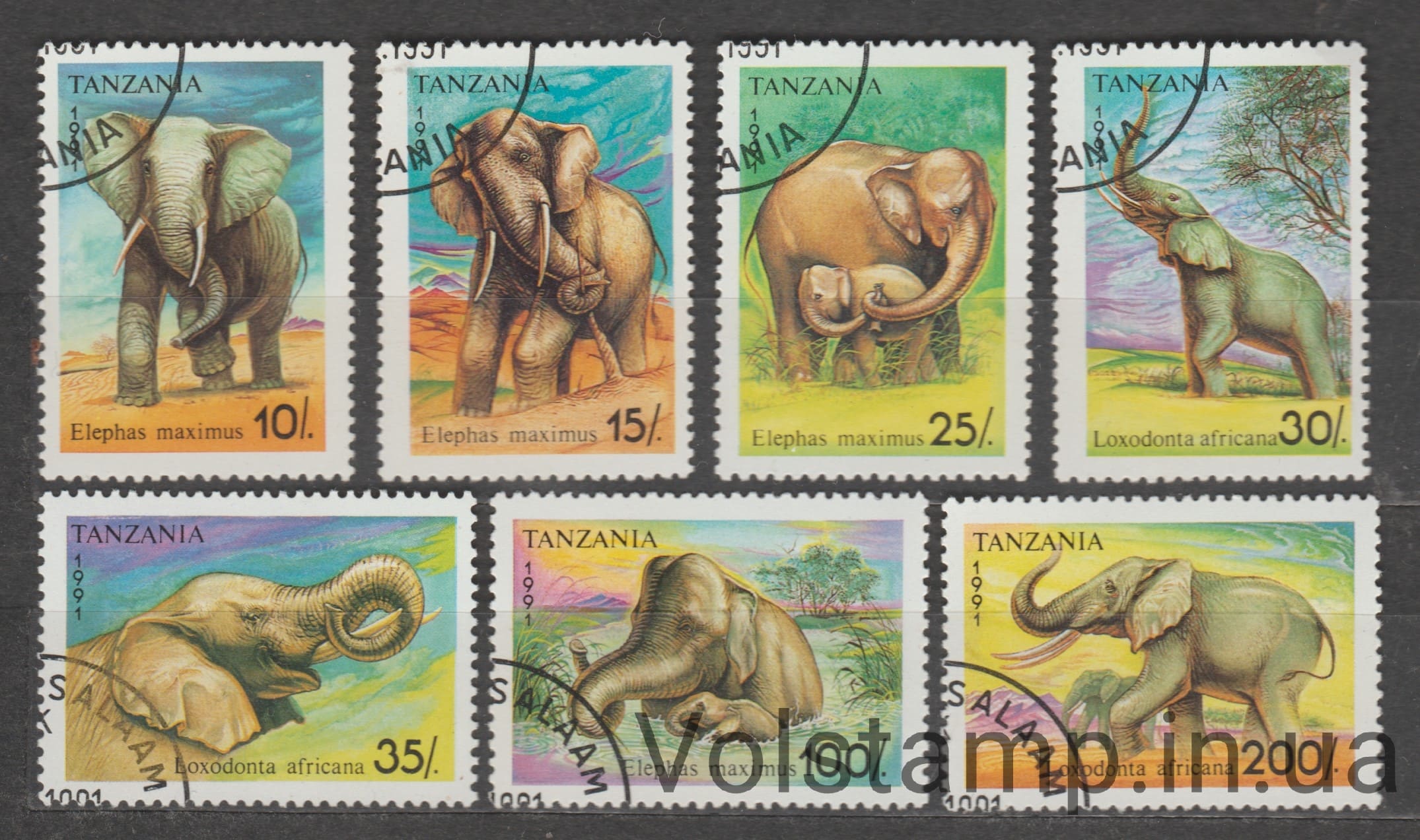 1991 Танзания Серия марок (Африканский Слон (Loxodonta africana)) Гашеные №1014-1020