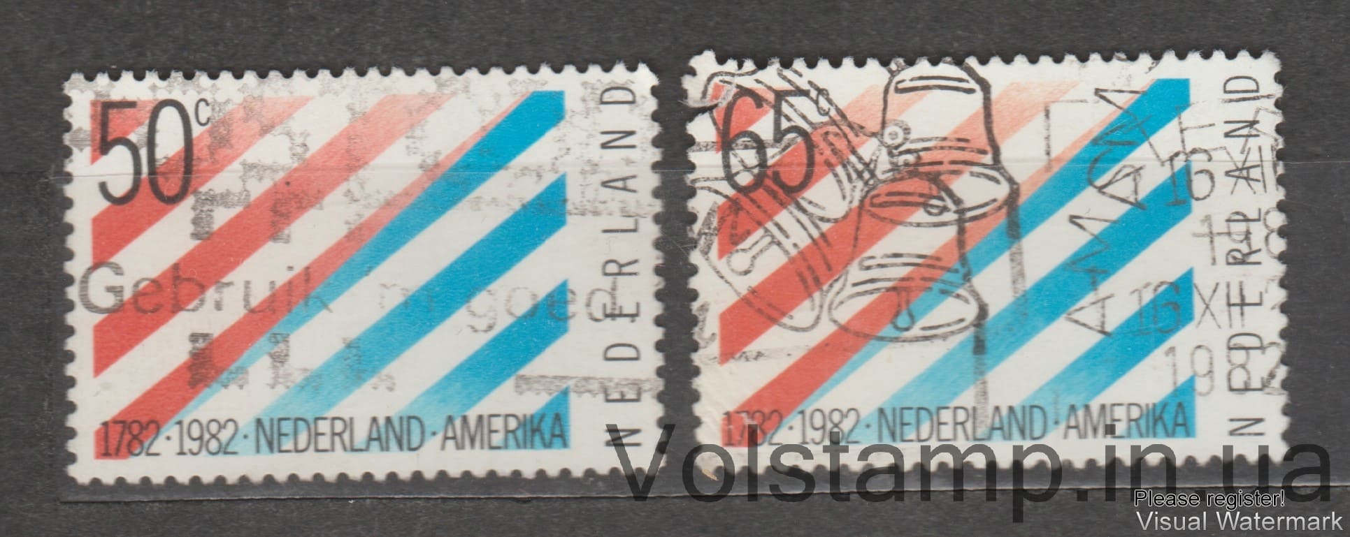 1982 Нидерланды Серия марок (Полоски в национальных цветах) Гашеная №1207-1208