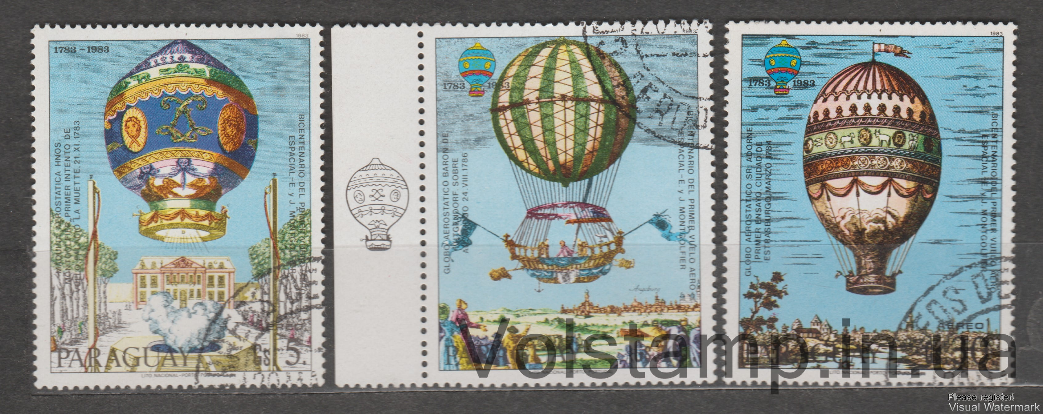 1983 Парагвай Серия марок (Монгольфьер (1783)) Гашеная №3616-3618