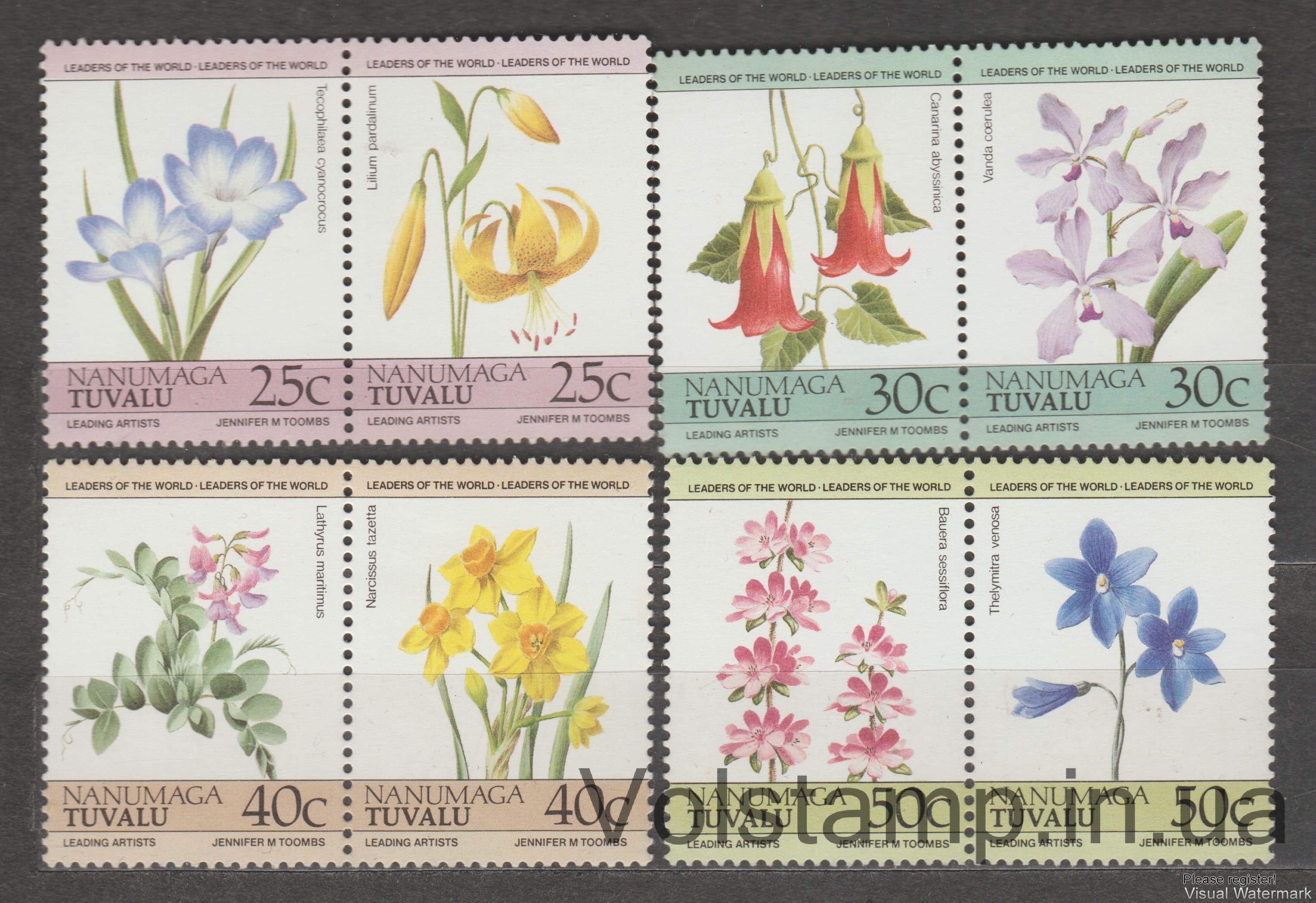 1985 Тувалу, Нанумага Серия марок (Tecophilaea cyanocrocus/Lilium pardalinum) MNH №41-48