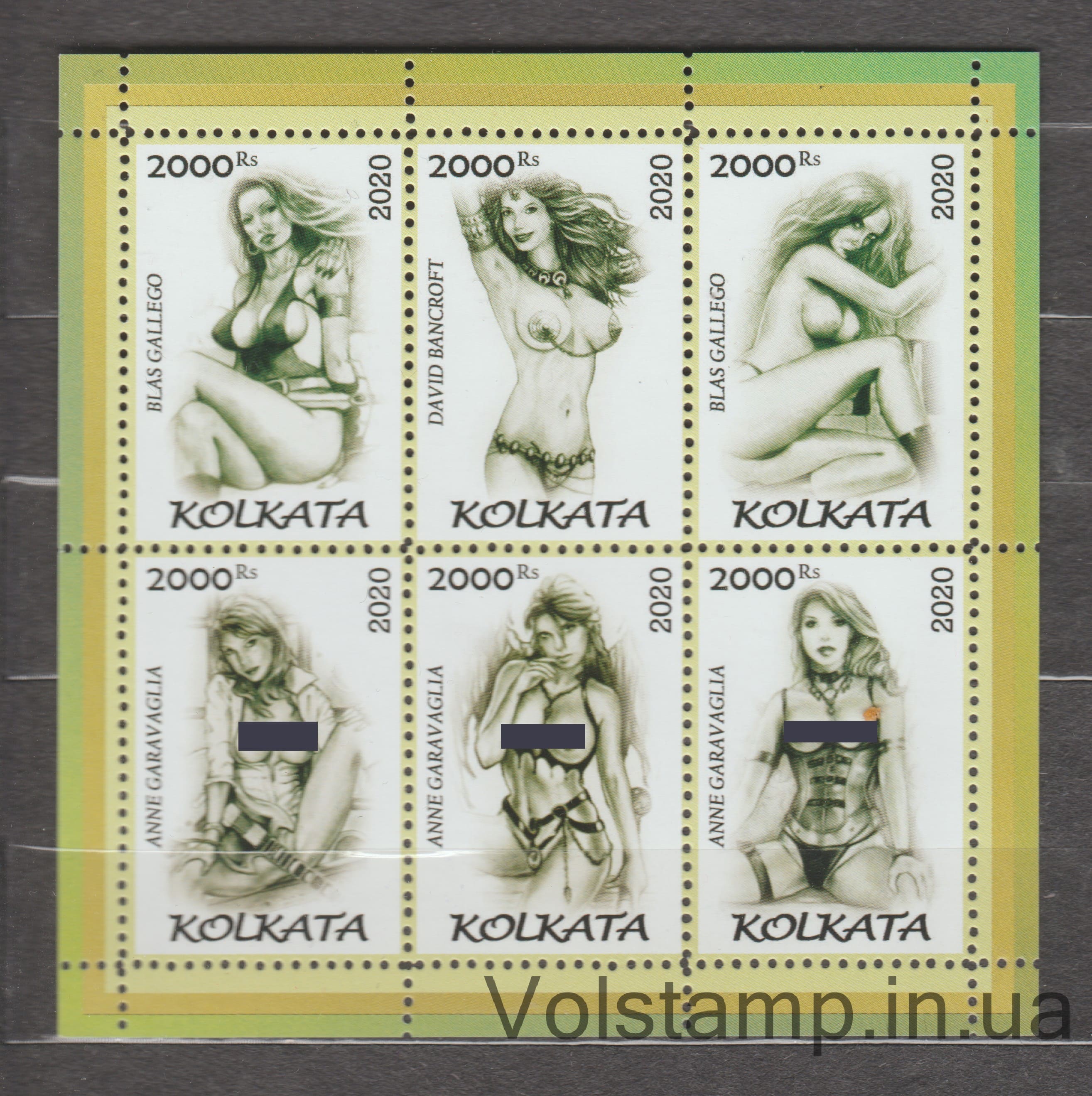 2020 Индия: Нелегальные марки (Колката) Блок (Эротика Гламур Ню) MNH