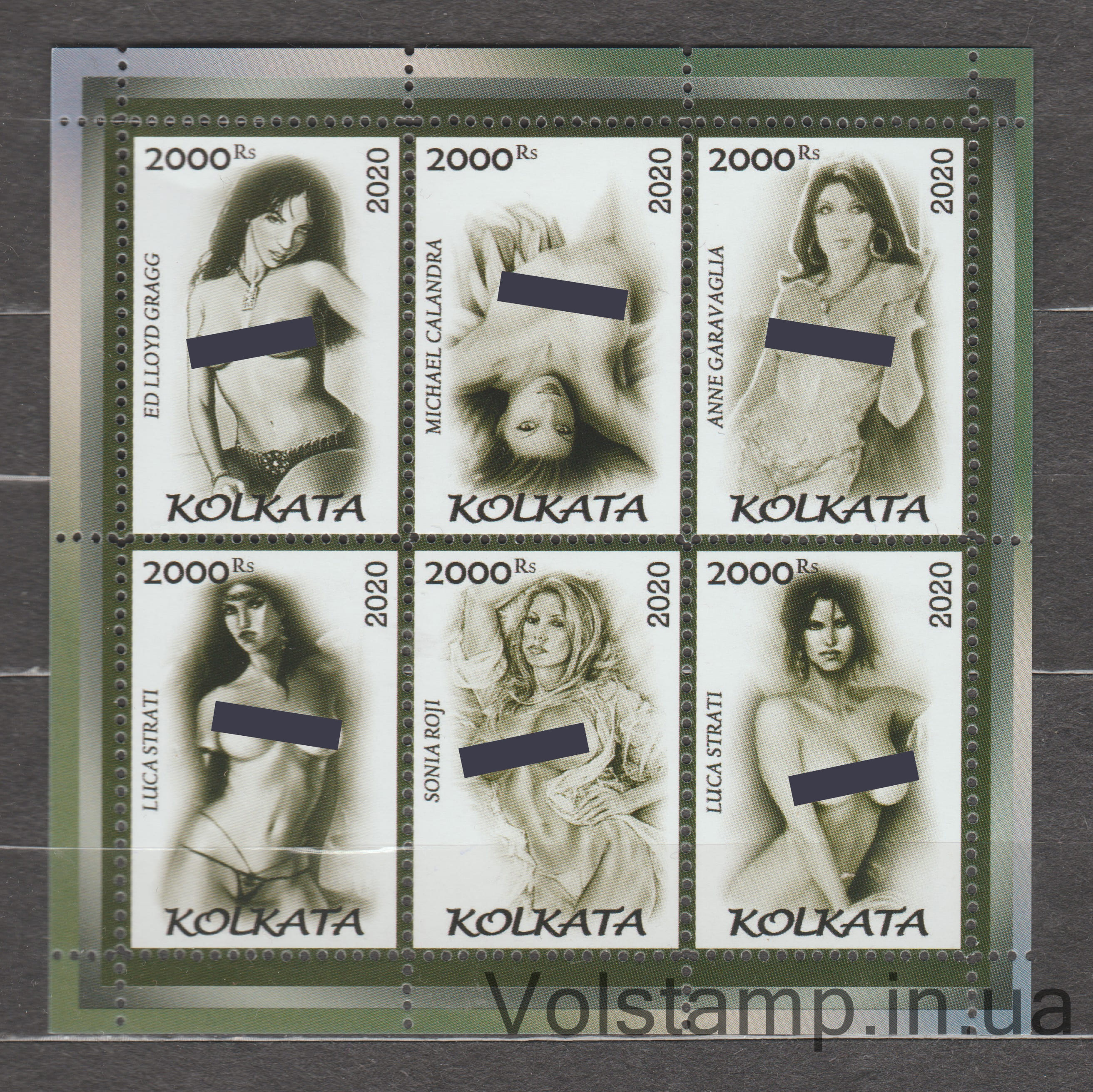 2020 Индия: Нелегальные марки (Колката) Блок (Эротика Гламур Ню) MNH