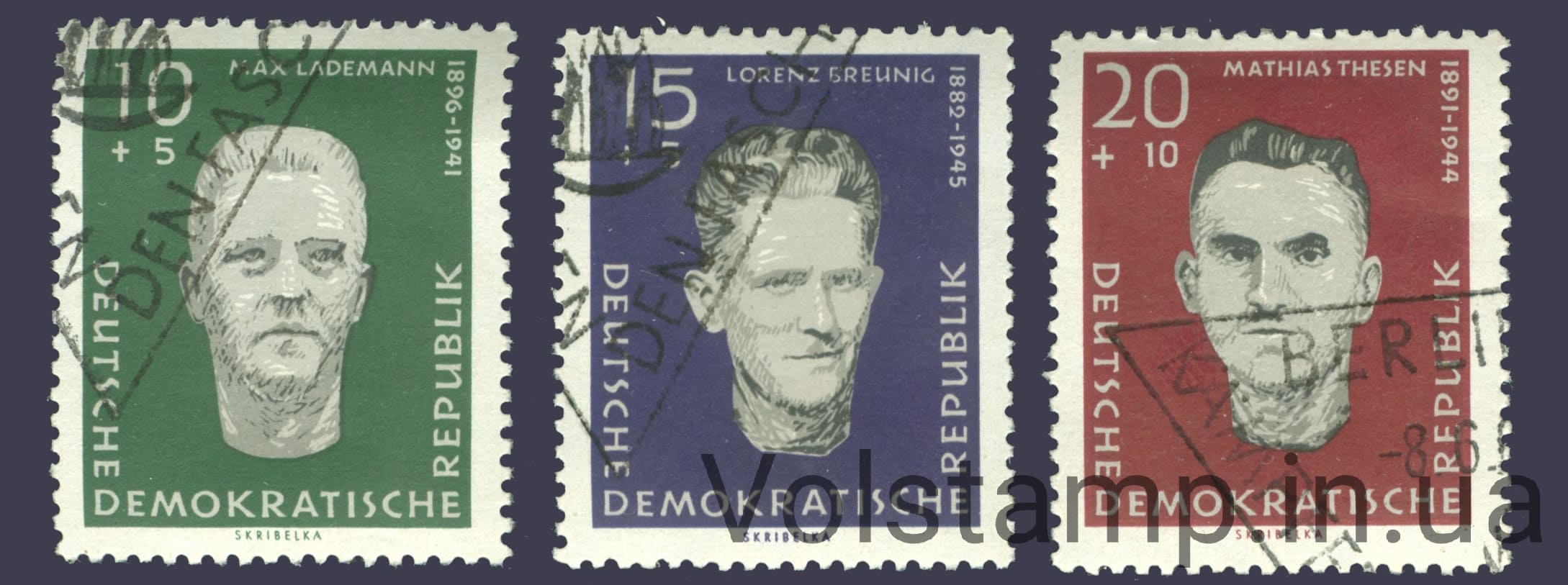 1960 ГДР Серия марок (Мемориал: пострадавшие от концентрационных лагерей) Гашеные №765-767