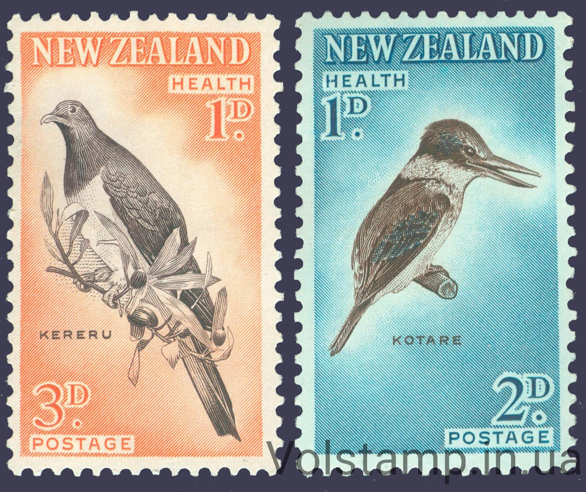 1960 Новая Зеландия Серия марок Зубцовка K 13 (Птицы) MNH №413-414 A