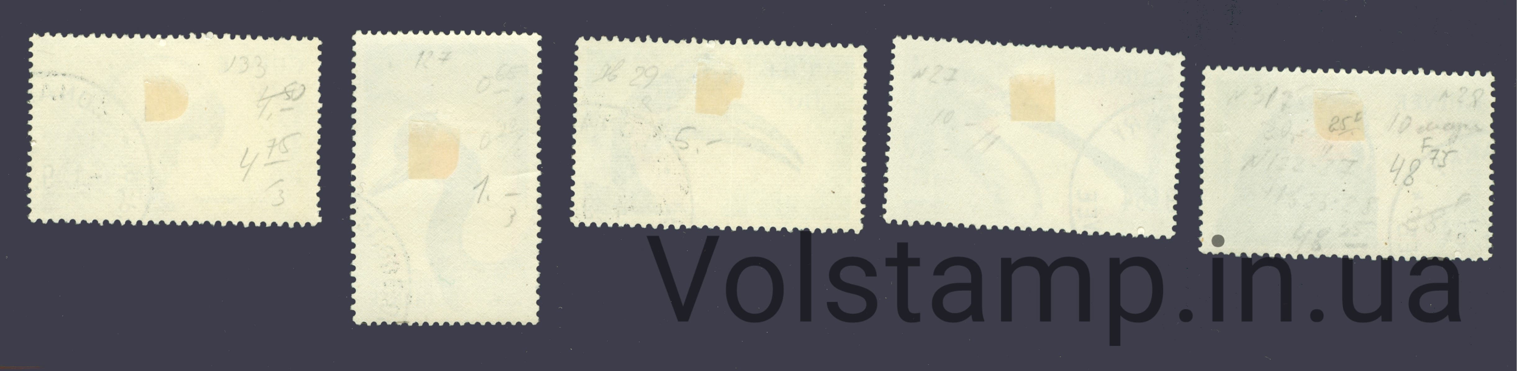 1962 Гвинея Не полная серия марок (Птицы) Гашеные с наклейкой №154 158-163