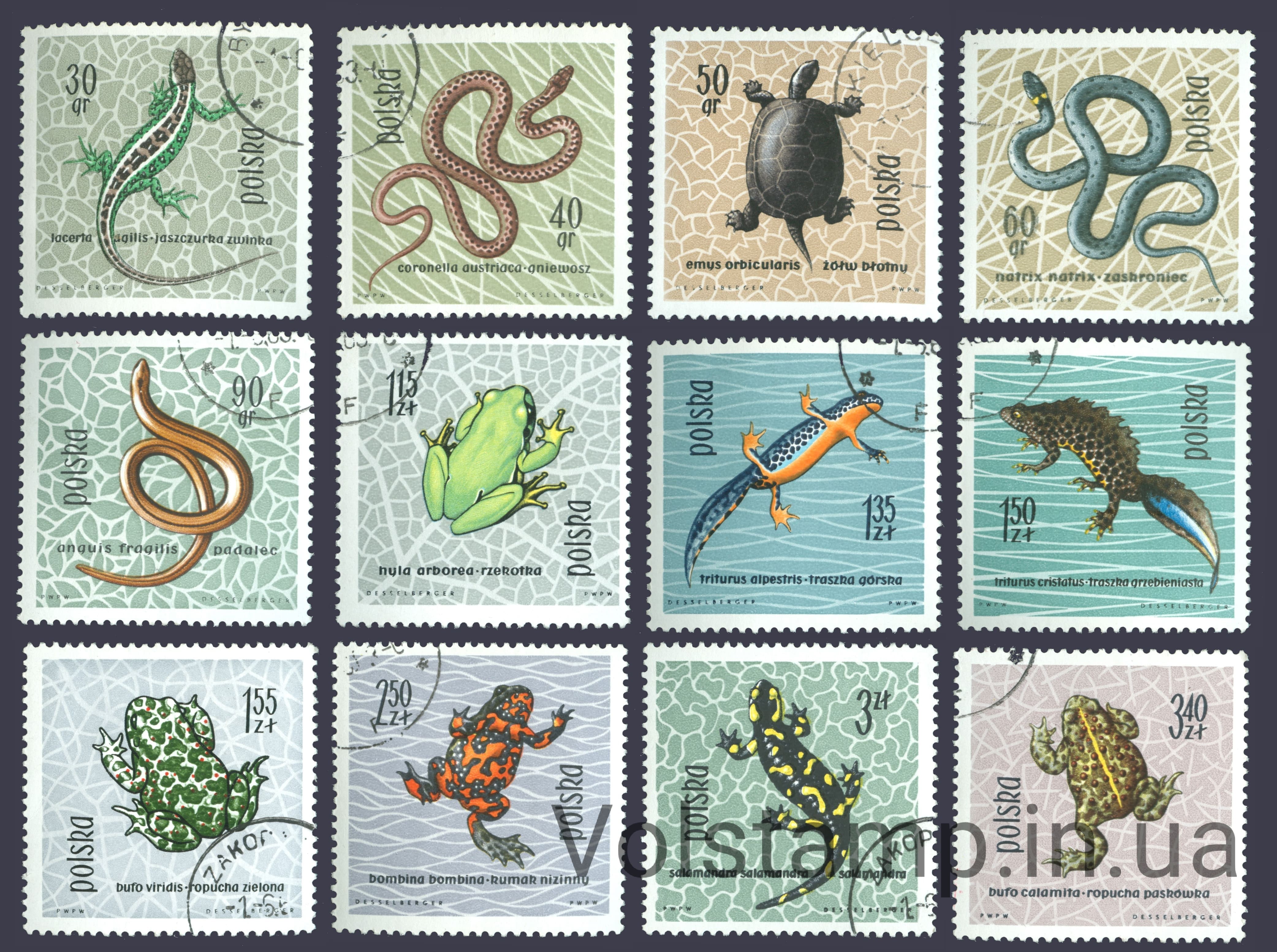 1963 Польша Серия марок (Рептилии) Гашеные №1393-1404