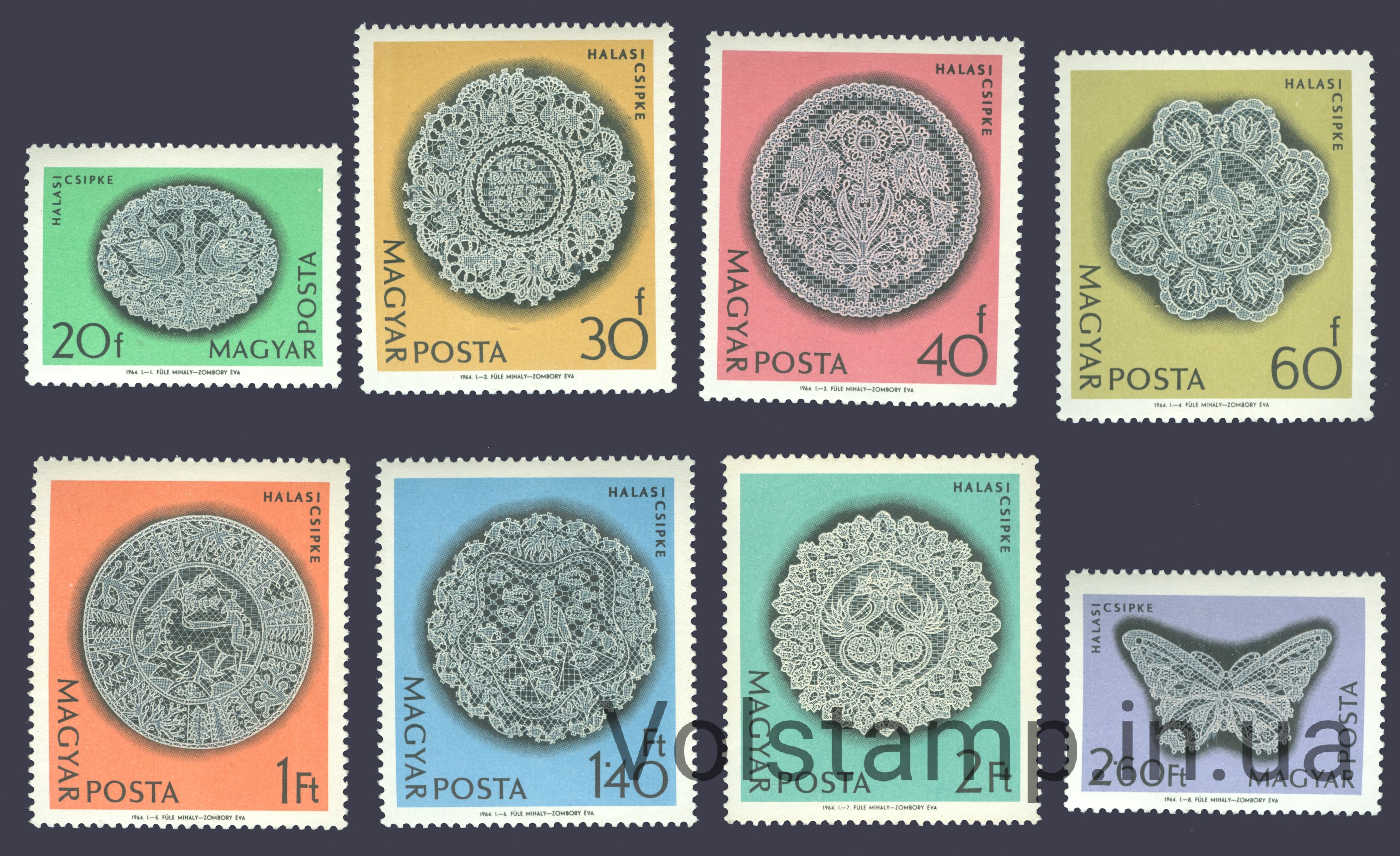 1964 Венгрия Серия марок (Халас Кружево) MNH №2000-2007