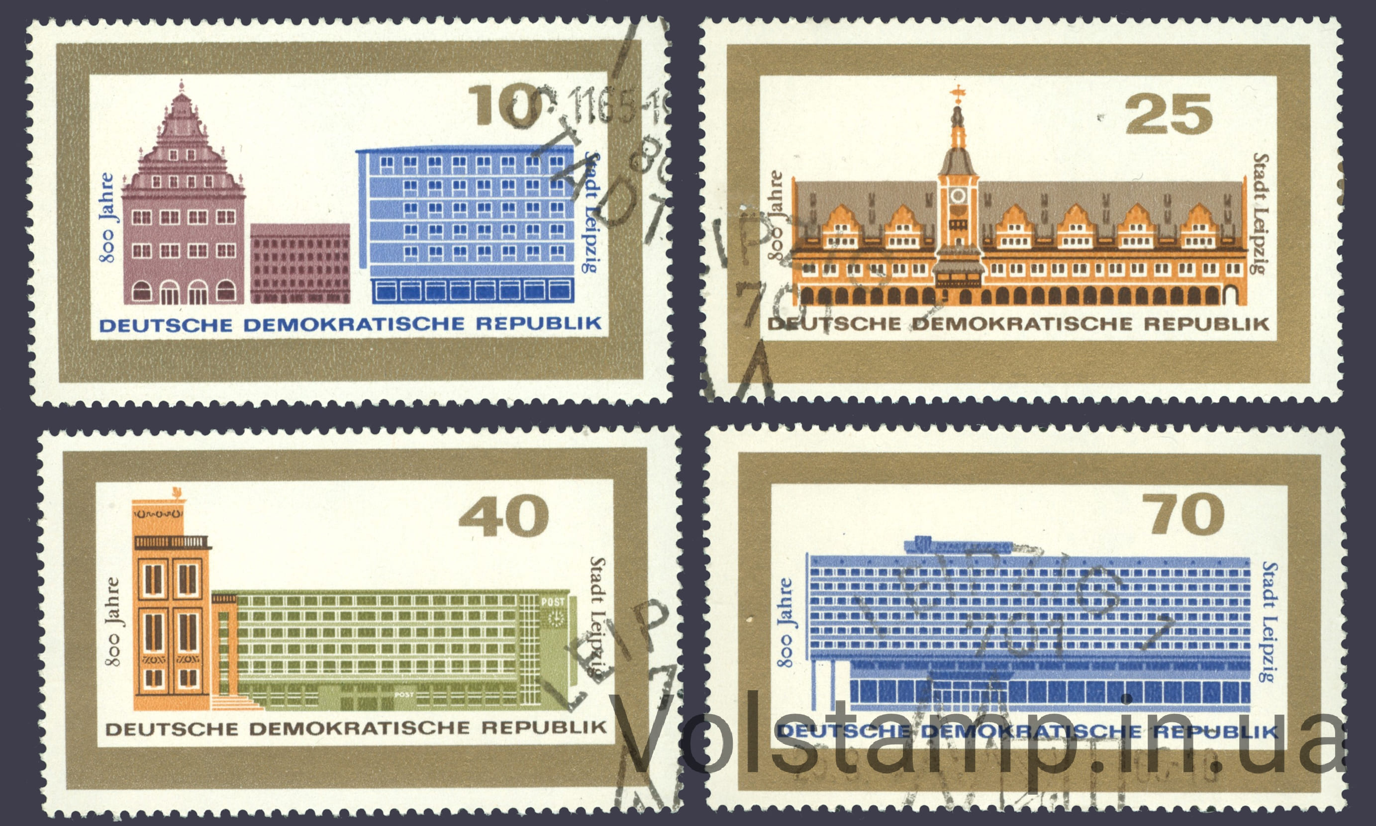 1965 ГДР Серия марок (800 лет городу Лейпцигу) Гашеные №1126-1129