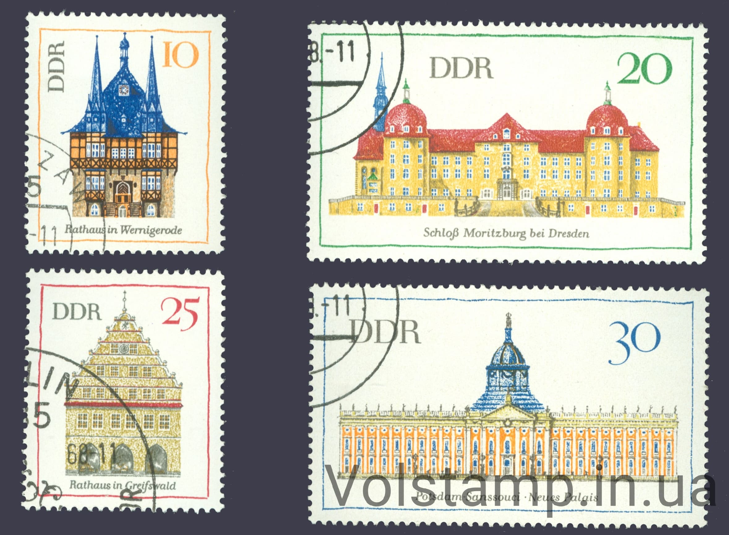 1968 ГДР Серия марок (Важные постройки-II) Гашеные №1379-1382