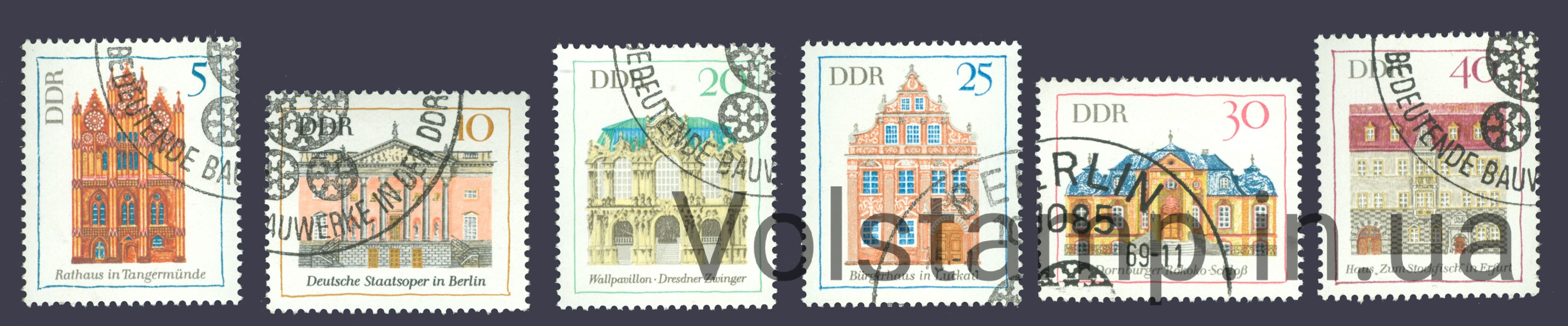 1969 ГДР Серия марок (Важные постройки III) Гашеные №1434-1439