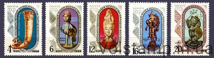 1969 серия марок Государственный музей искусства народов Востока в Москве №3711-3715
