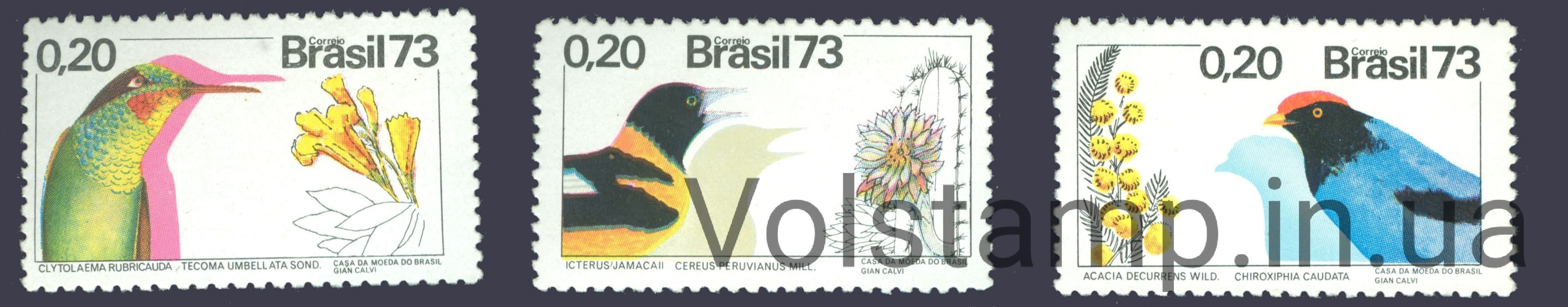 1973 Бразилия Серия марок (Птицы) MNH №1368-1370