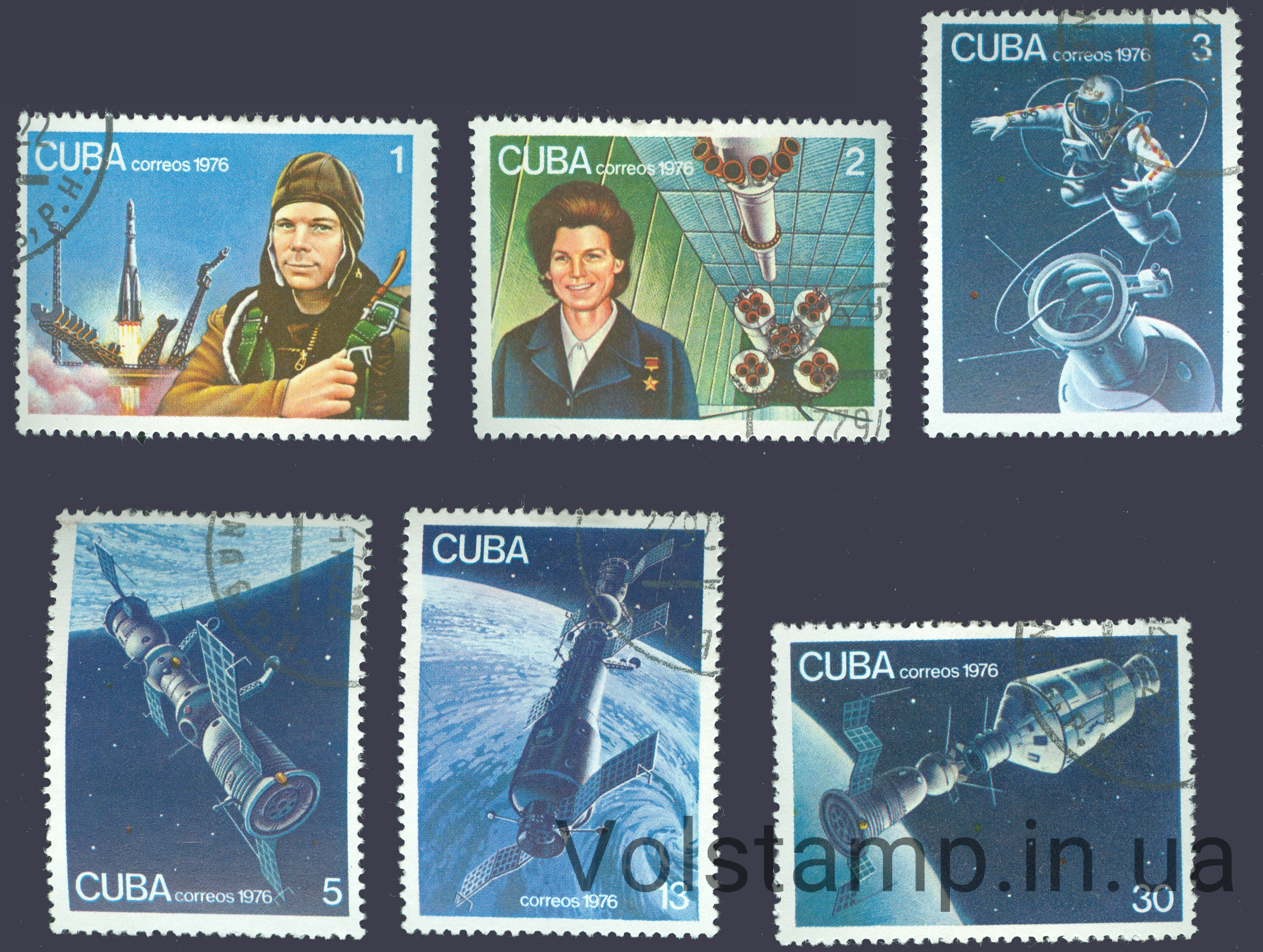 1976 Куба Серия марок (15 лет космическое путешествие) Гашеные №2125-2130