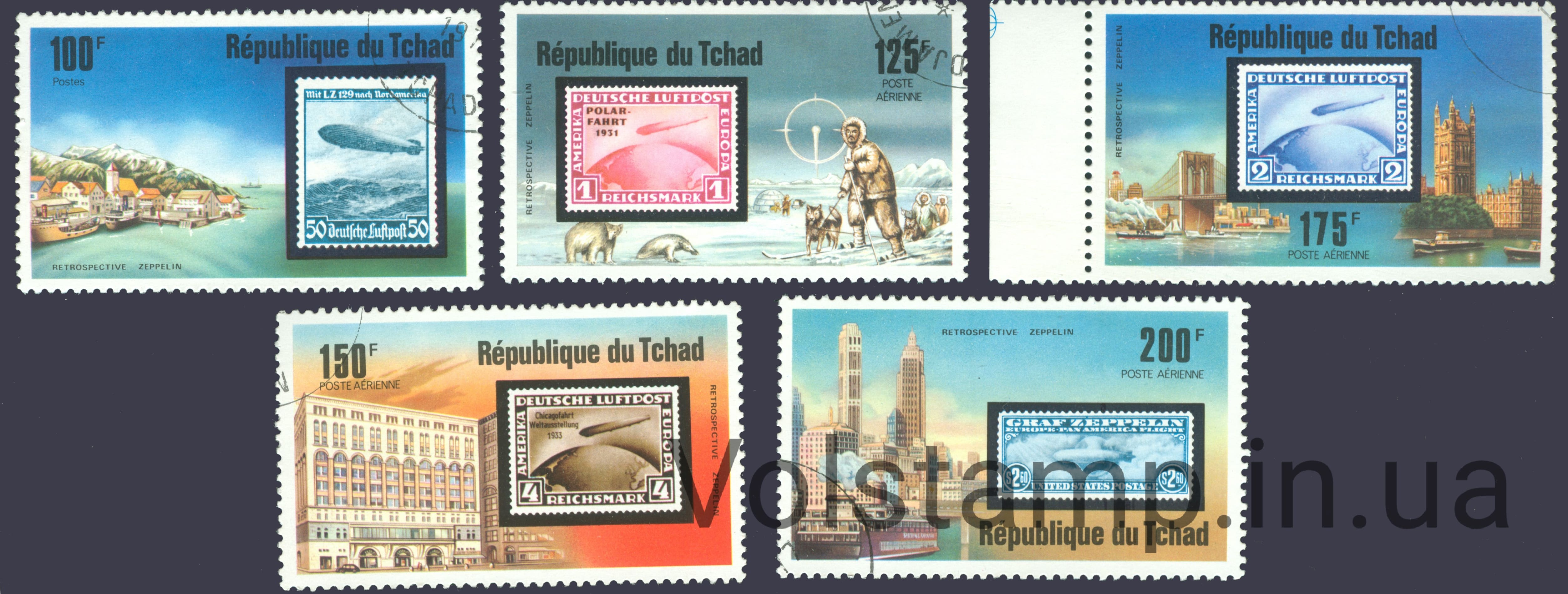 1977 Чад Серия марок (Дирижабли) Гашеные №775-779