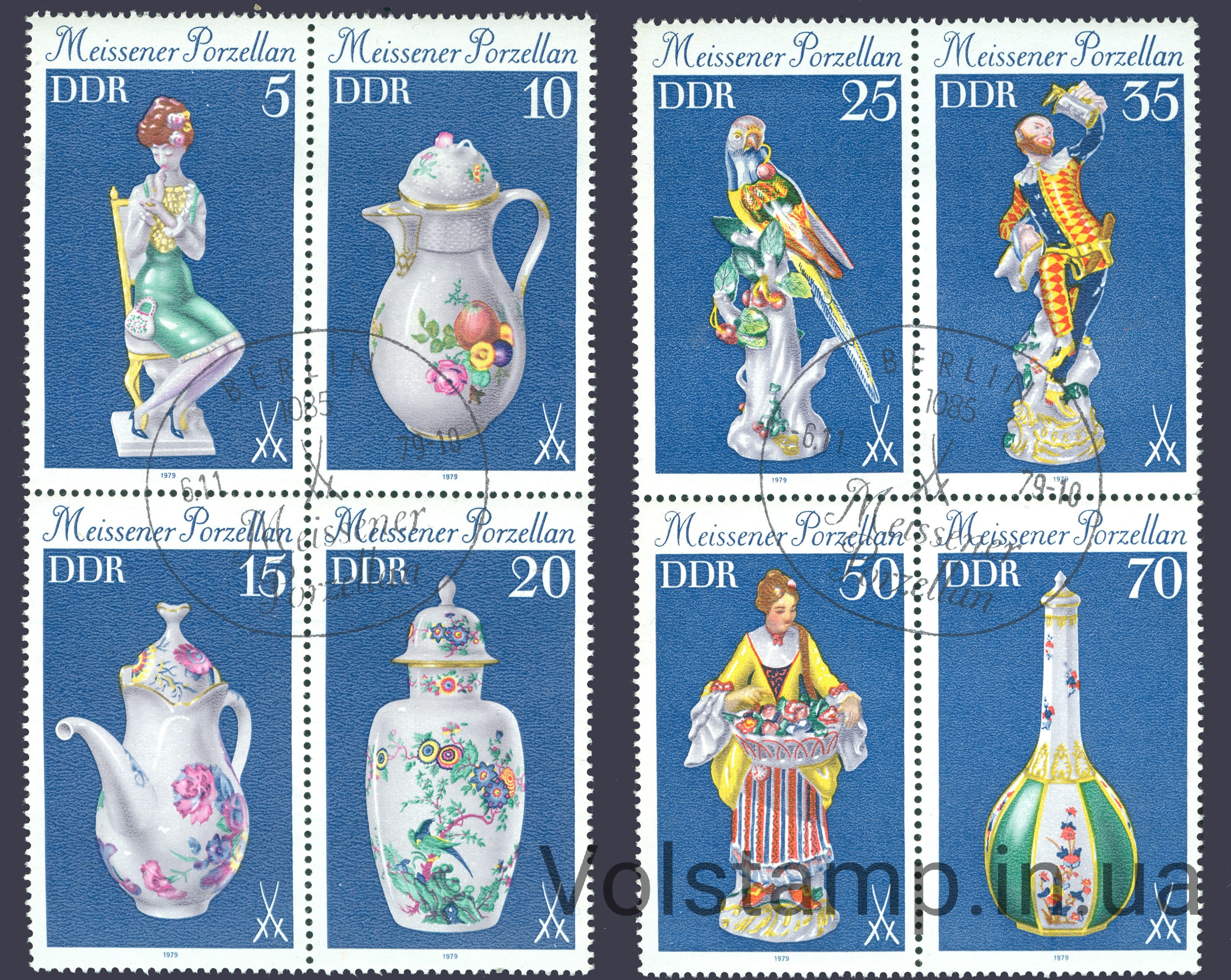 1979 ГДР Серия марок квартблоки (Искусство, музей) Гашеные №2464-2471