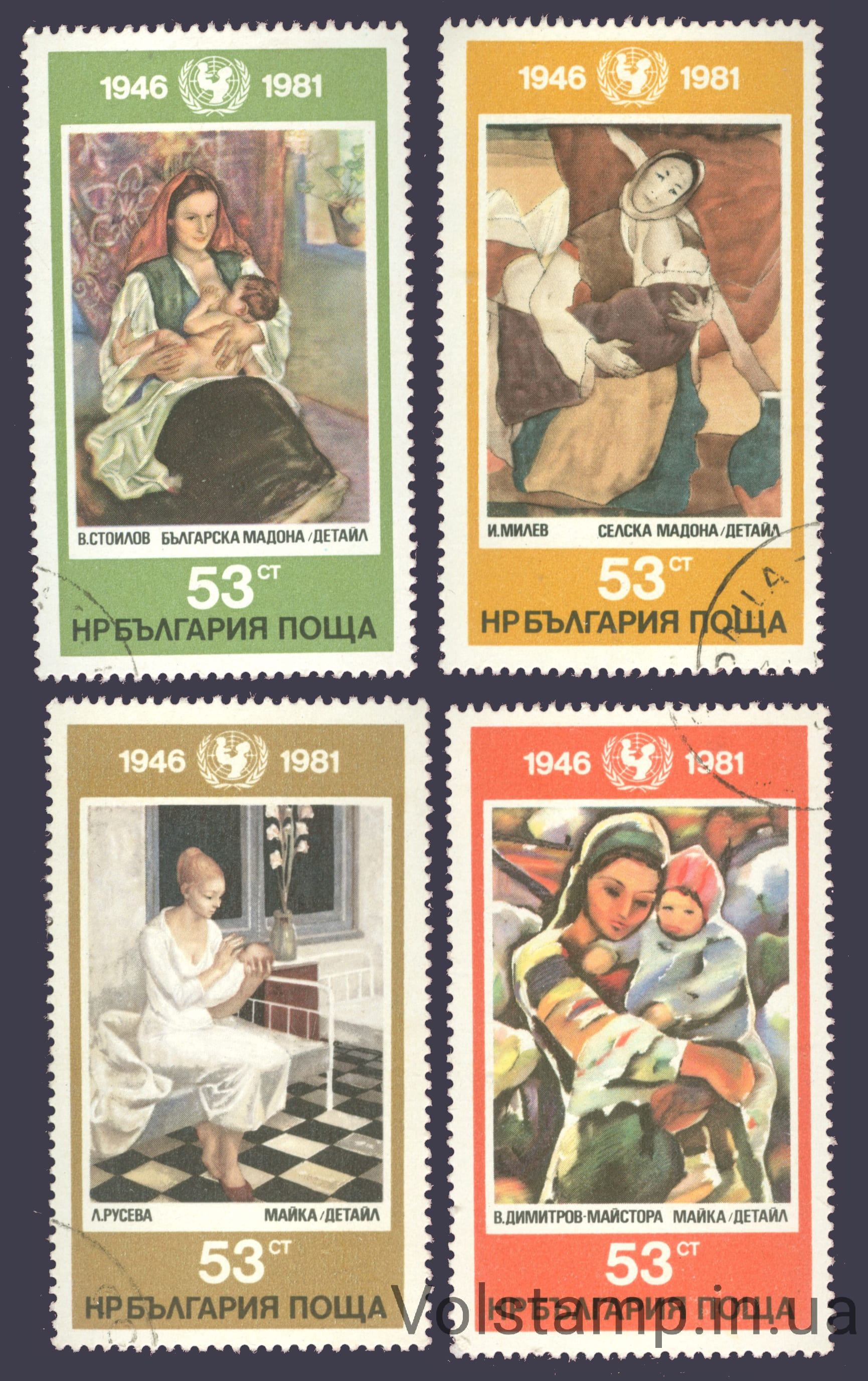 1981 Болгария Серия марок (25-летие Детского фонда Организации Объединенных Наций (ЮНИСЕФ)) Гашеные №3059-3062