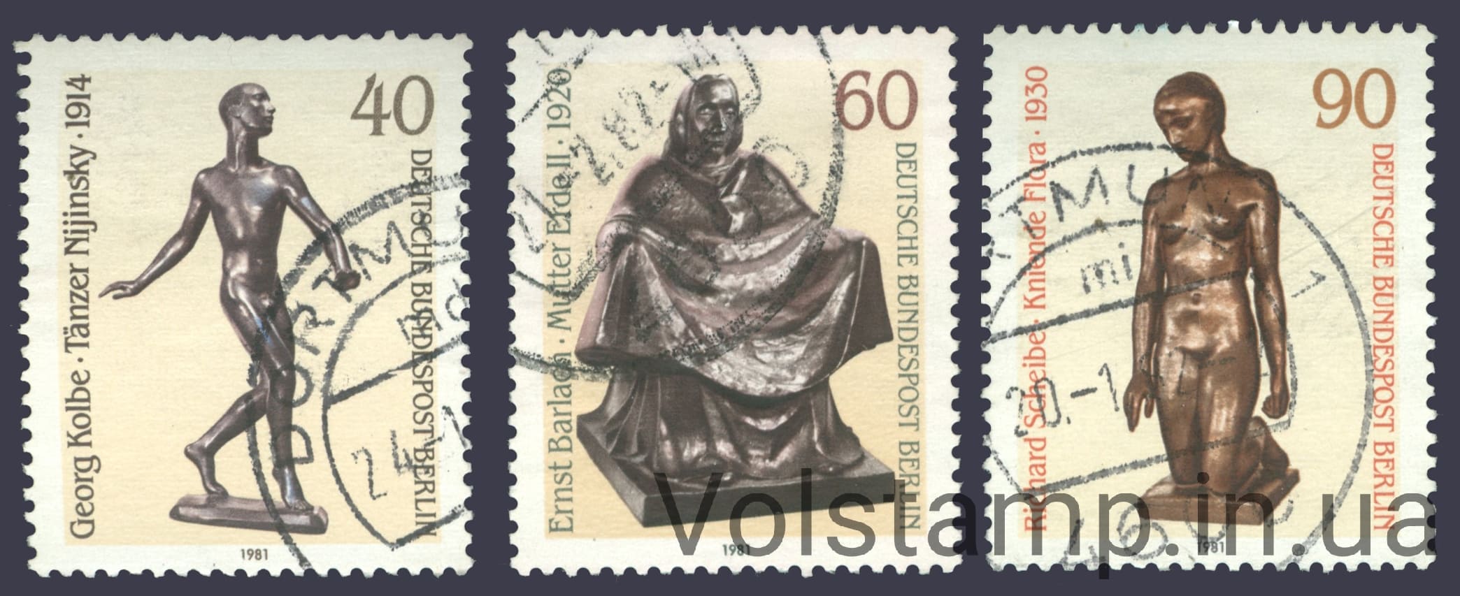 1981 Германия Берлин (Запад) Серия марок (Искусство, скульптуры) Гашеные №655-657