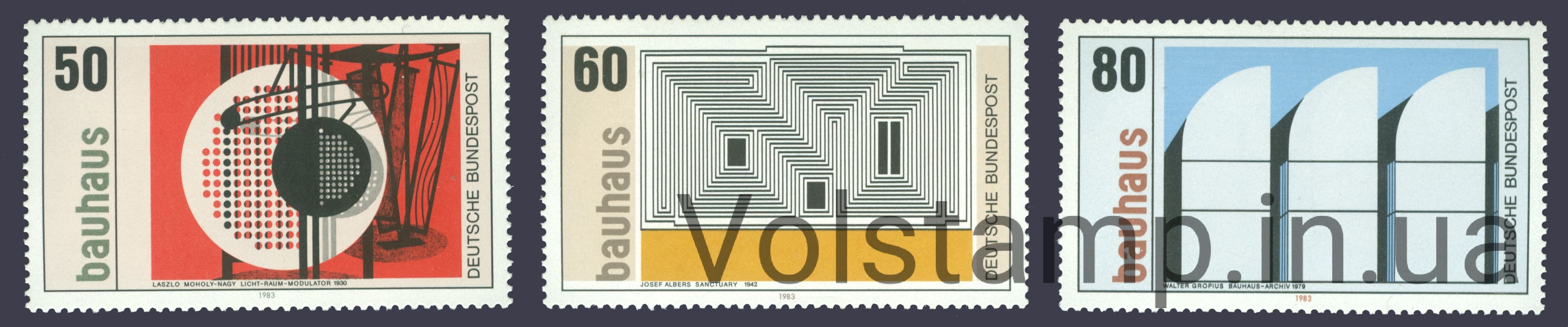 1983 Германия (ФРГ) Серия марок (100 лет со дня рождения Вальтера Гропиуса (1883-1969), архитектора) MNH №1164-1166