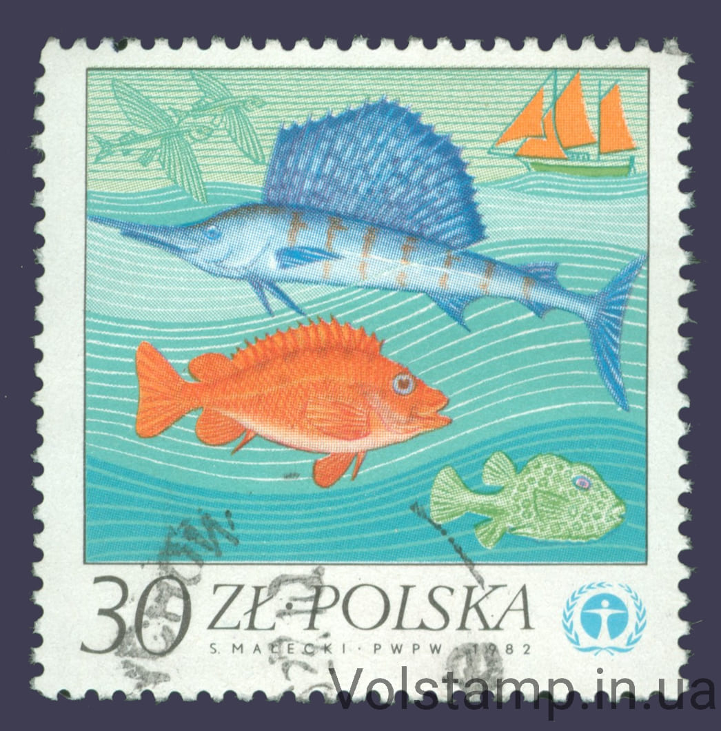 1983 Польша Марка с серии (Рыбы) Гашеная №2850-2855