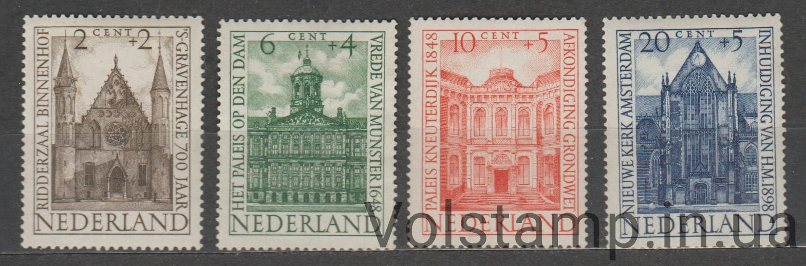 1948 Нидерланды Серия марок (Архитектура, летние марки, монументальные здания) MNH №503-506