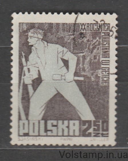 1963 Польша Марка (20 лет восстанию в Варшавском гетто, вторая мировая война) Гашеная №1391