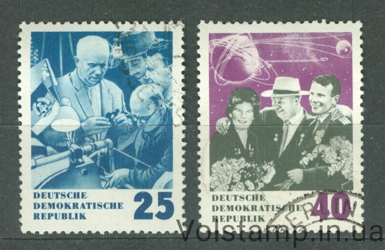 1964 ГДР Серия марок (Космос, 70 лет со дня рождения Никиты Хрущева) Гашеные №1020-1021