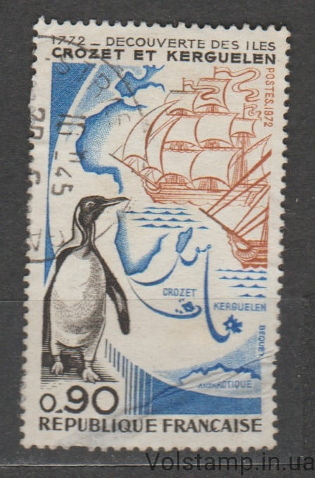 1972 Реюньон марка (Фауна, пингвин, птица) Гашеная №485