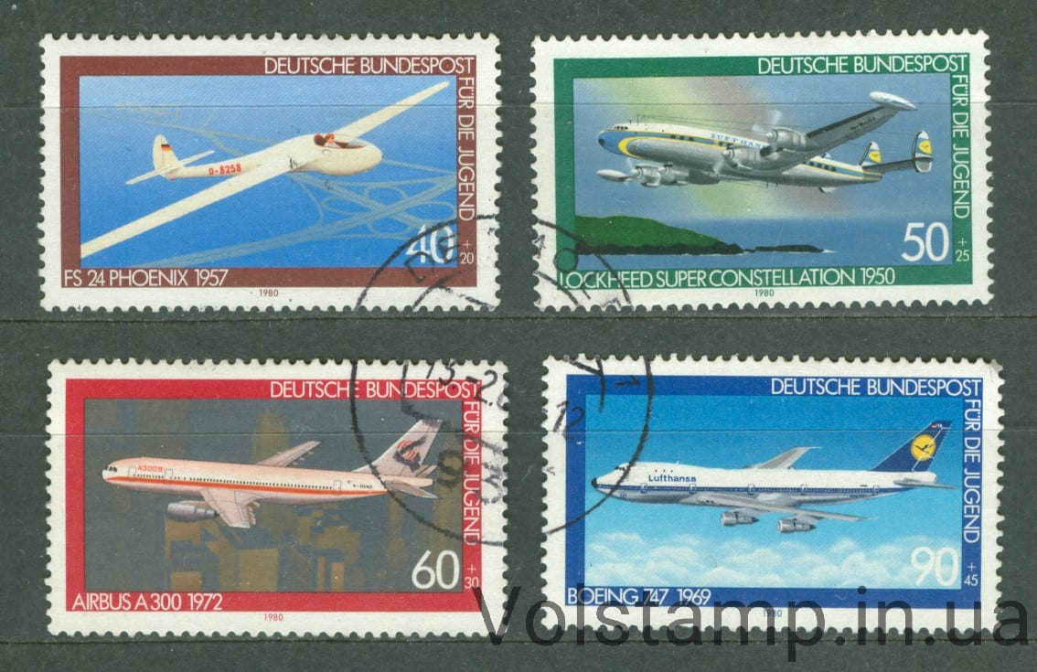 1980 Германия ФРГ серия марок (Самолеты, авиация) Гашеные №1040-1043