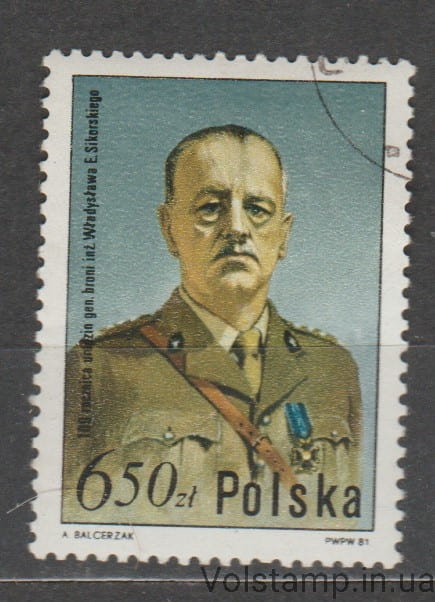 1981 Польша Марка (Генерал Владислав Сикорский (1881-1943)) Гашеная №2738