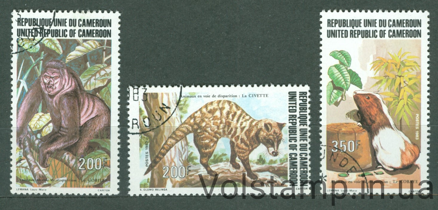 1983 Камерун серия марок (Фауна, обезьяны, грызуны) Гашеные №1019-1021