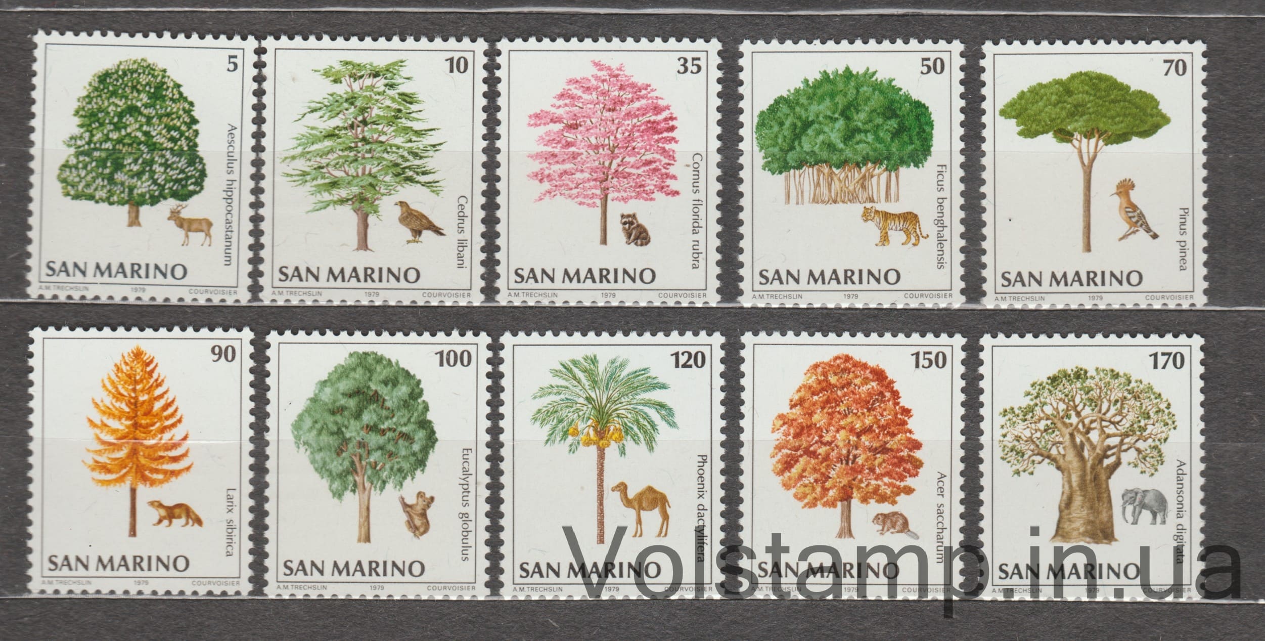 1979 Сан-Марино Серия марок (Монументальные деревья) MNH №1188-1197