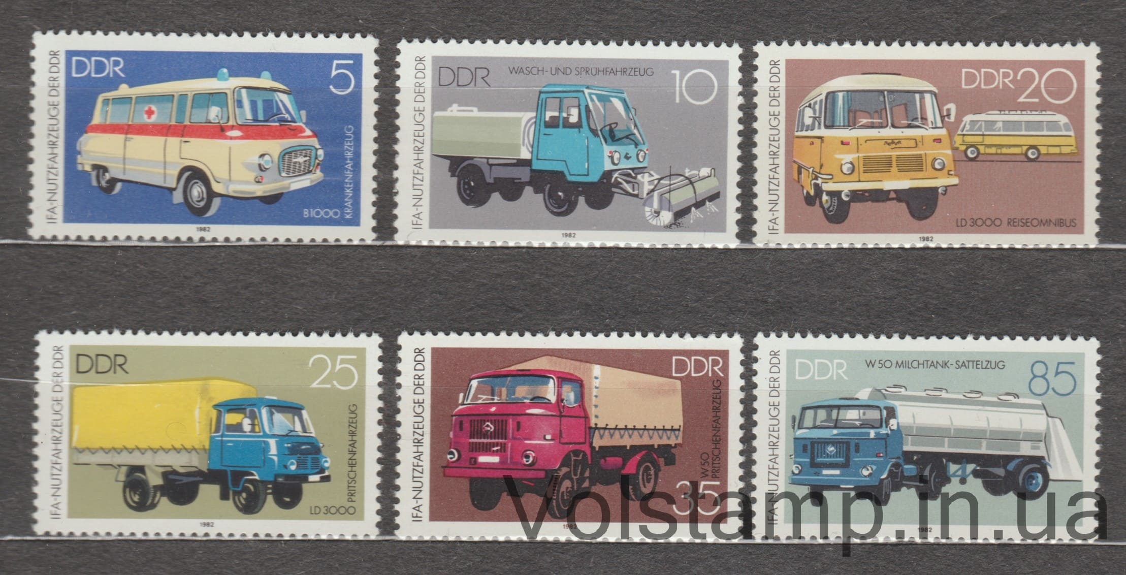 1982 НДР Серія марок (IFA: Комерційний транспорт) MNH №2744-2749