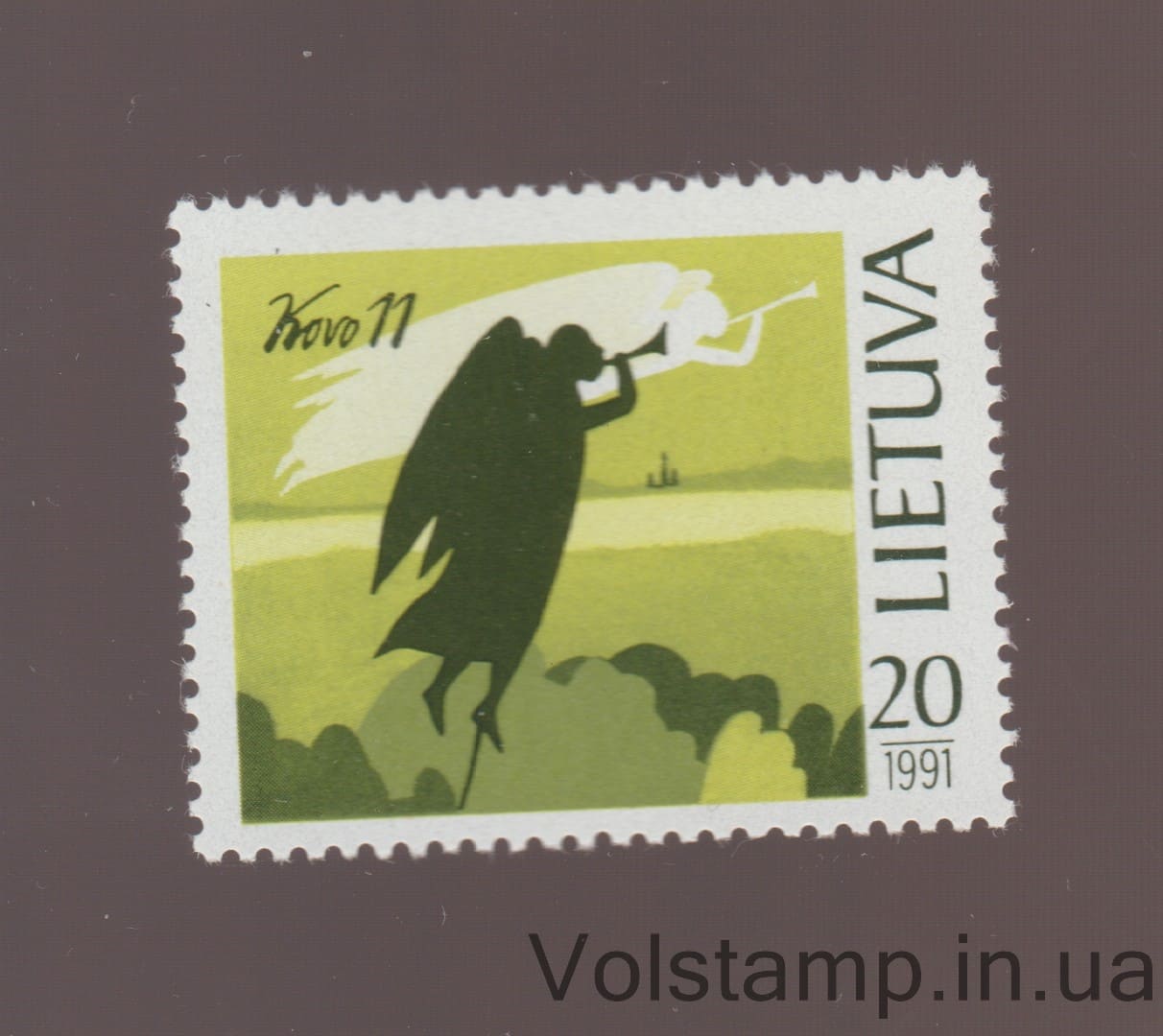 Литва Марка (Ангел с трубой) MNH №471 1991 Литва Марка (Ангел с трубой) MNH №471