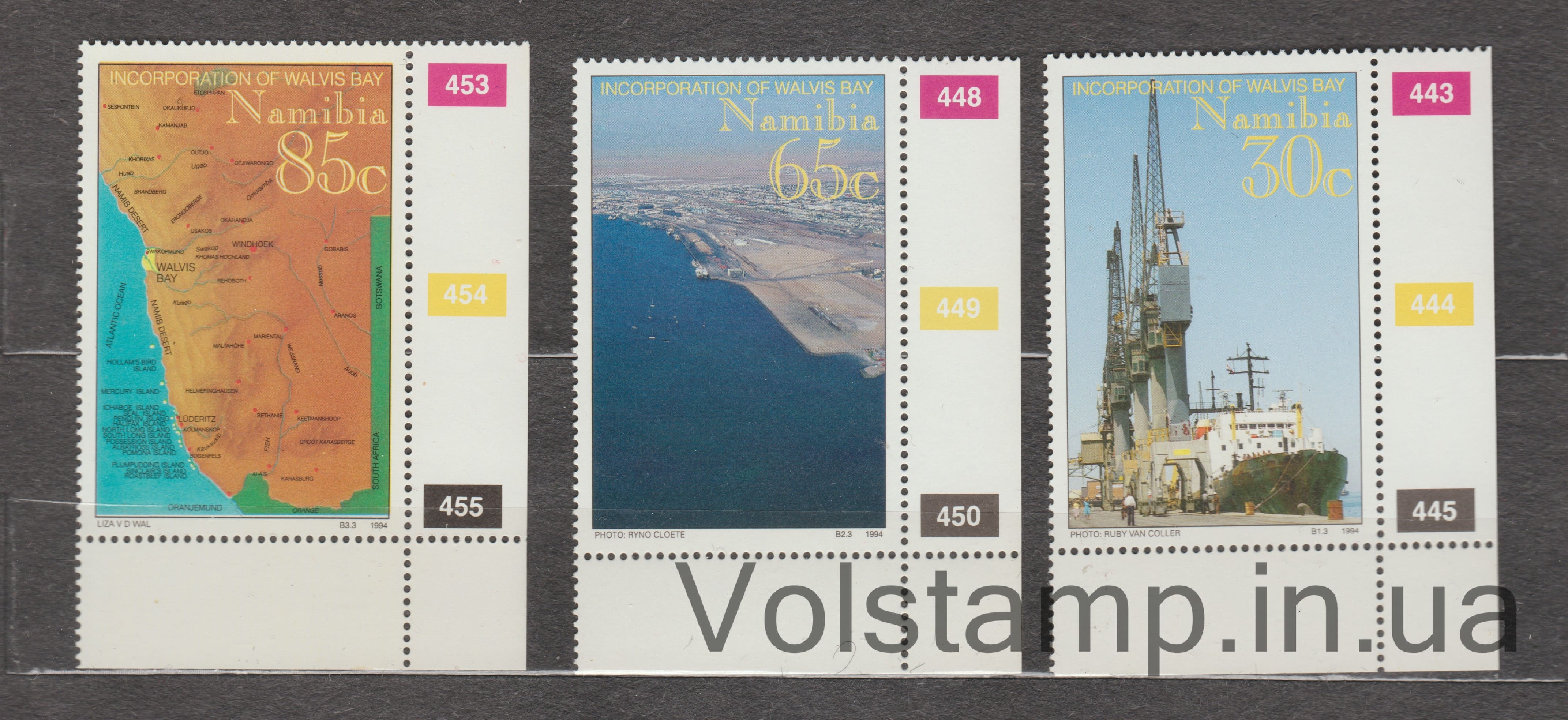 Namibia Series of stamps (Walvis Bay Registration) MNH №768-770 1994 Namibia Series of stamps (Walvis Bay Registration) MNH №768-770